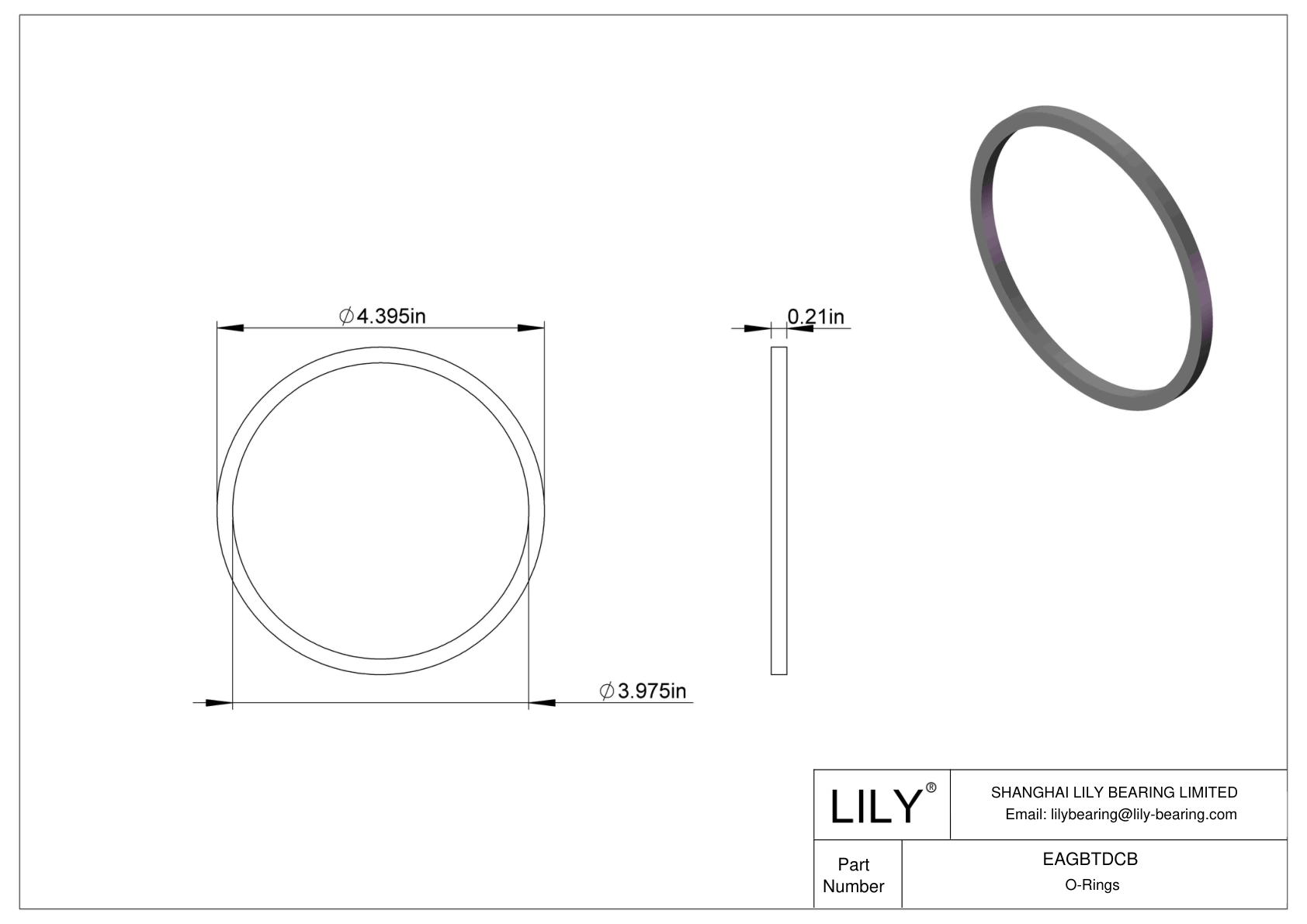 EAGBTDCB Oil Resistant O-Rings Square cad drawing