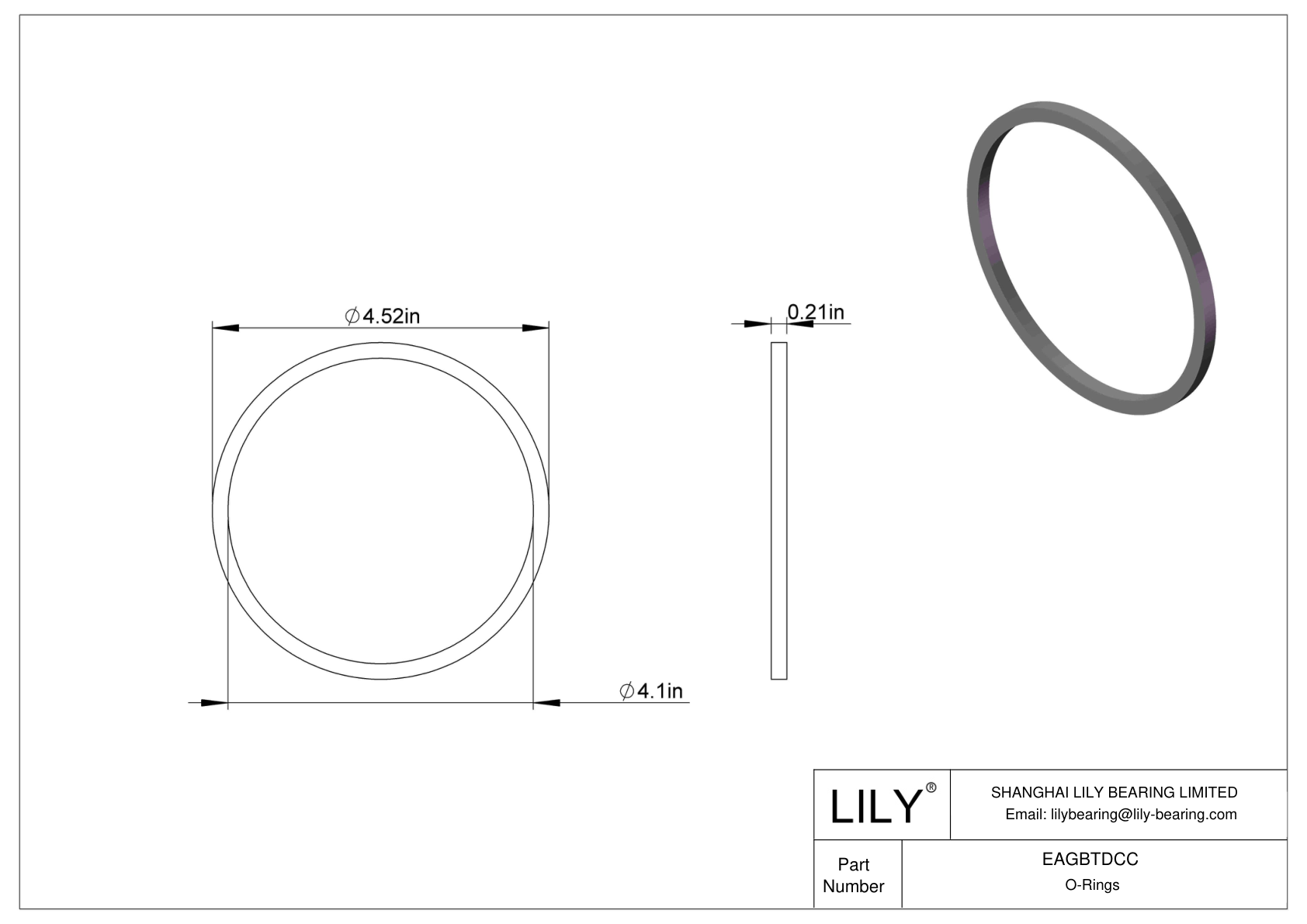 EAGBTDCC Oil Resistant O-Rings Square cad drawing
