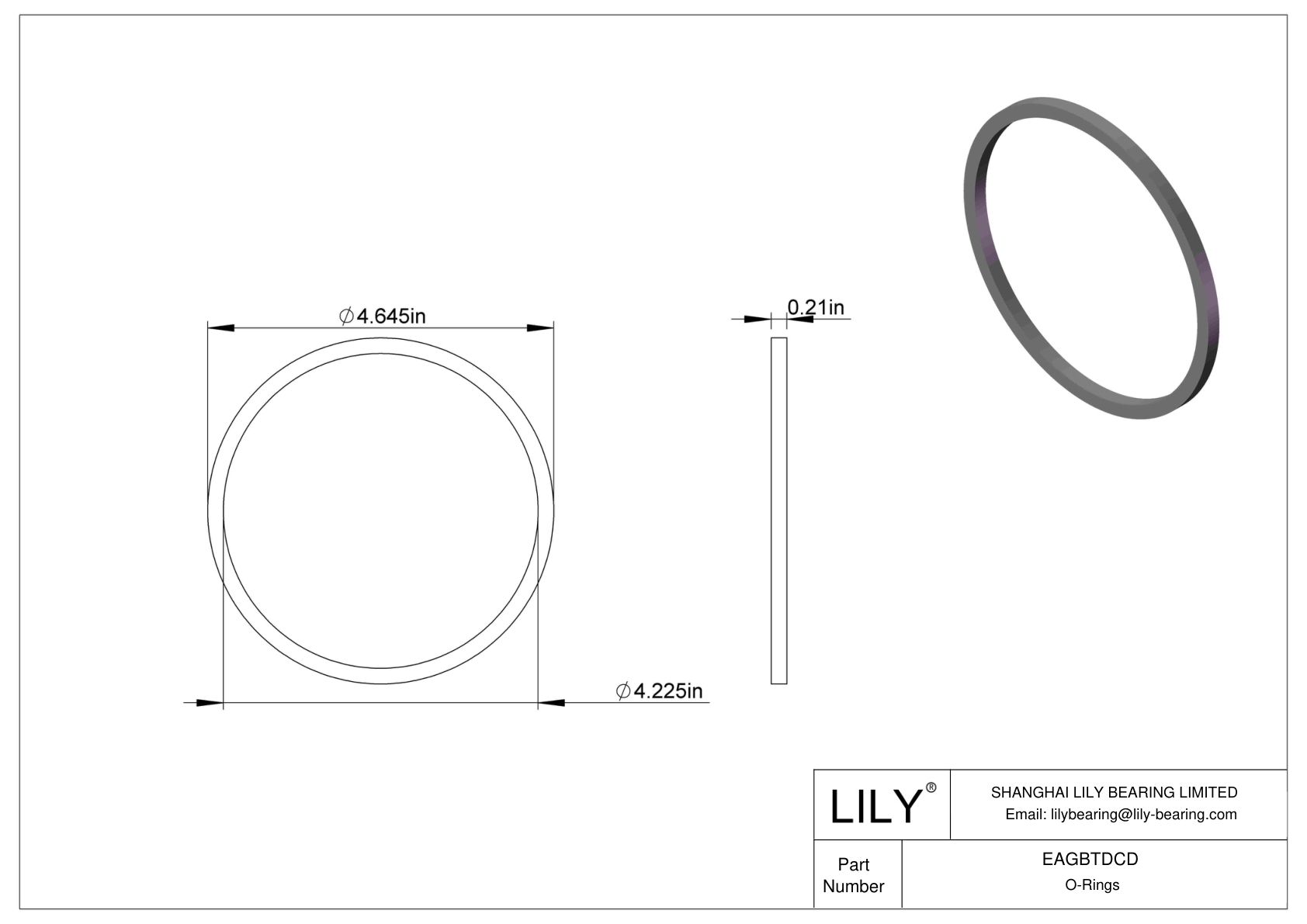 EAGBTDCD Oil Resistant O-Rings Square cad drawing