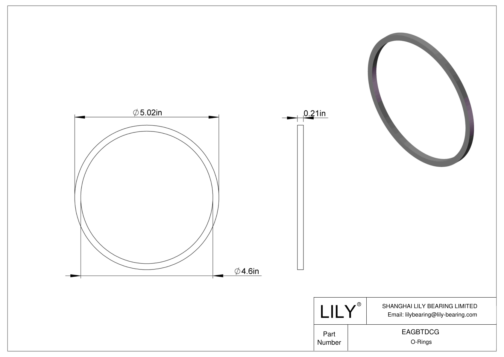 EAGBTDCG Oil Resistant O-Rings Square cad drawing