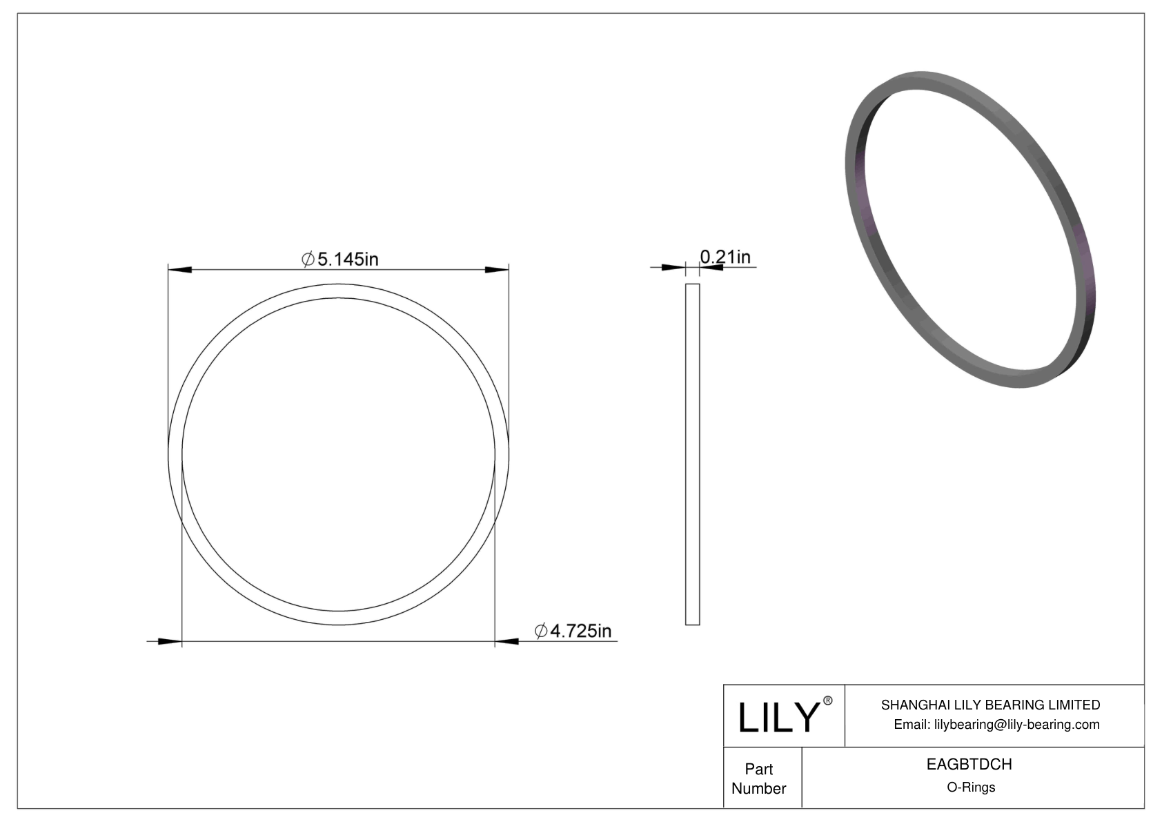 EAGBTDCH Oil Resistant O-Rings Square cad drawing