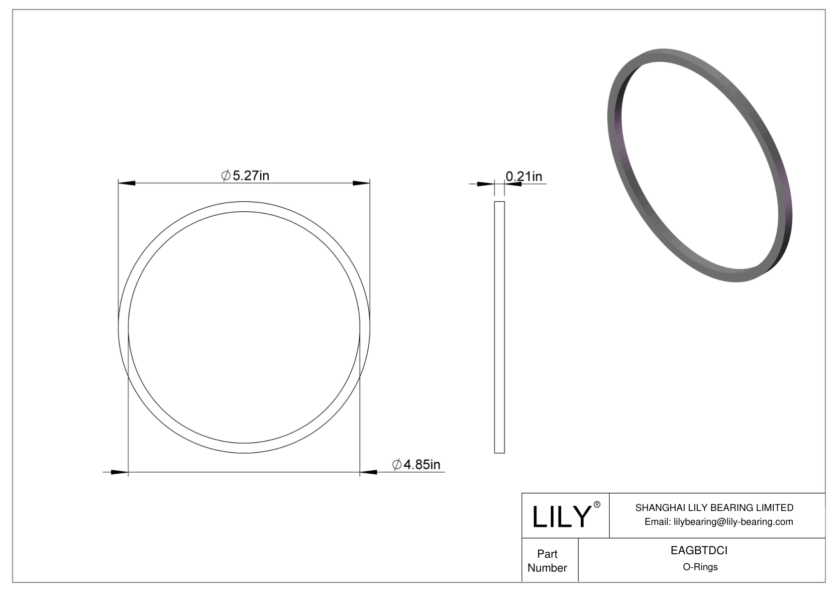 EAGBTDCI Oil Resistant O-Rings Square cad drawing