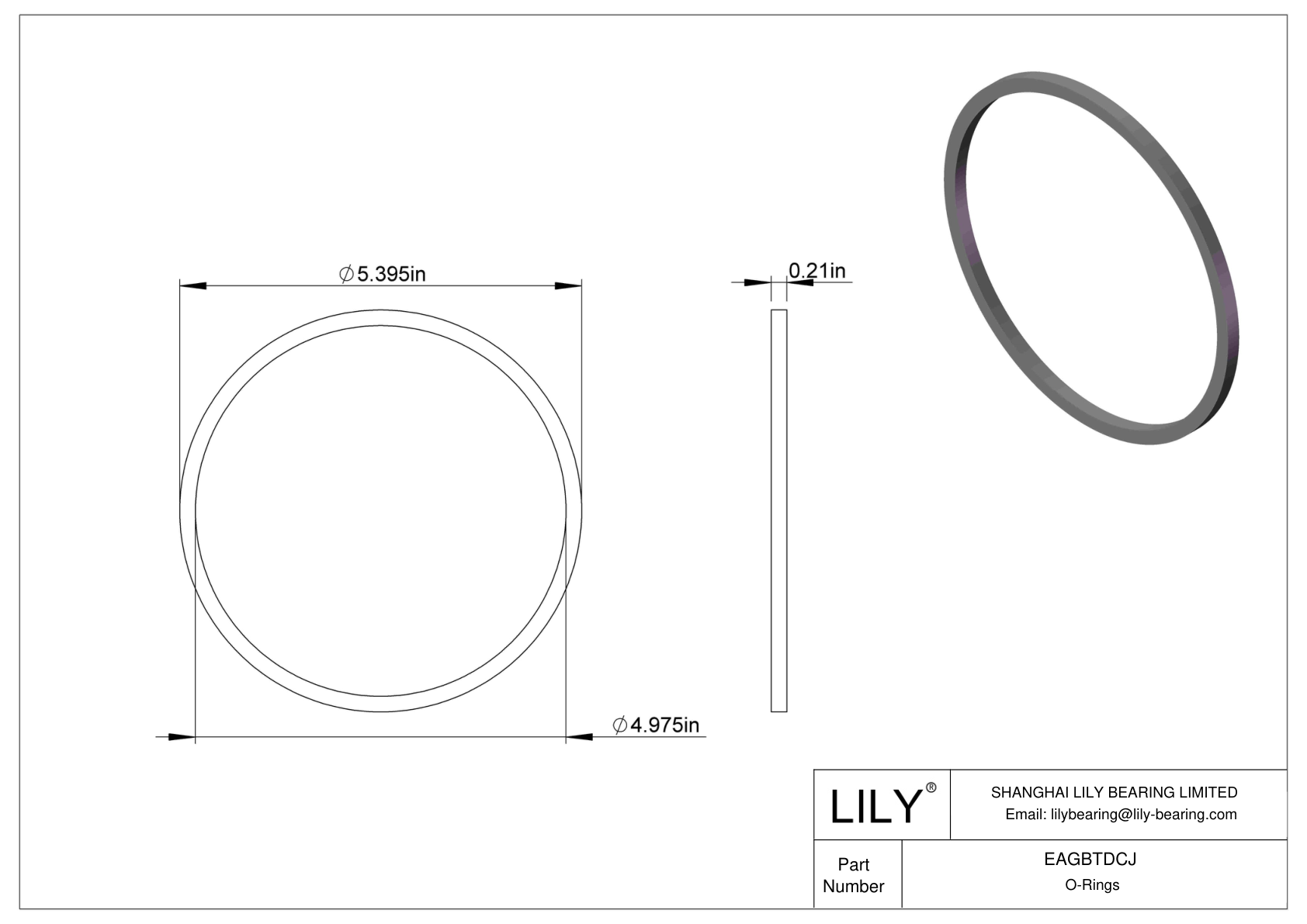 EAGBTDCJ Oil Resistant O-Rings Square cad drawing