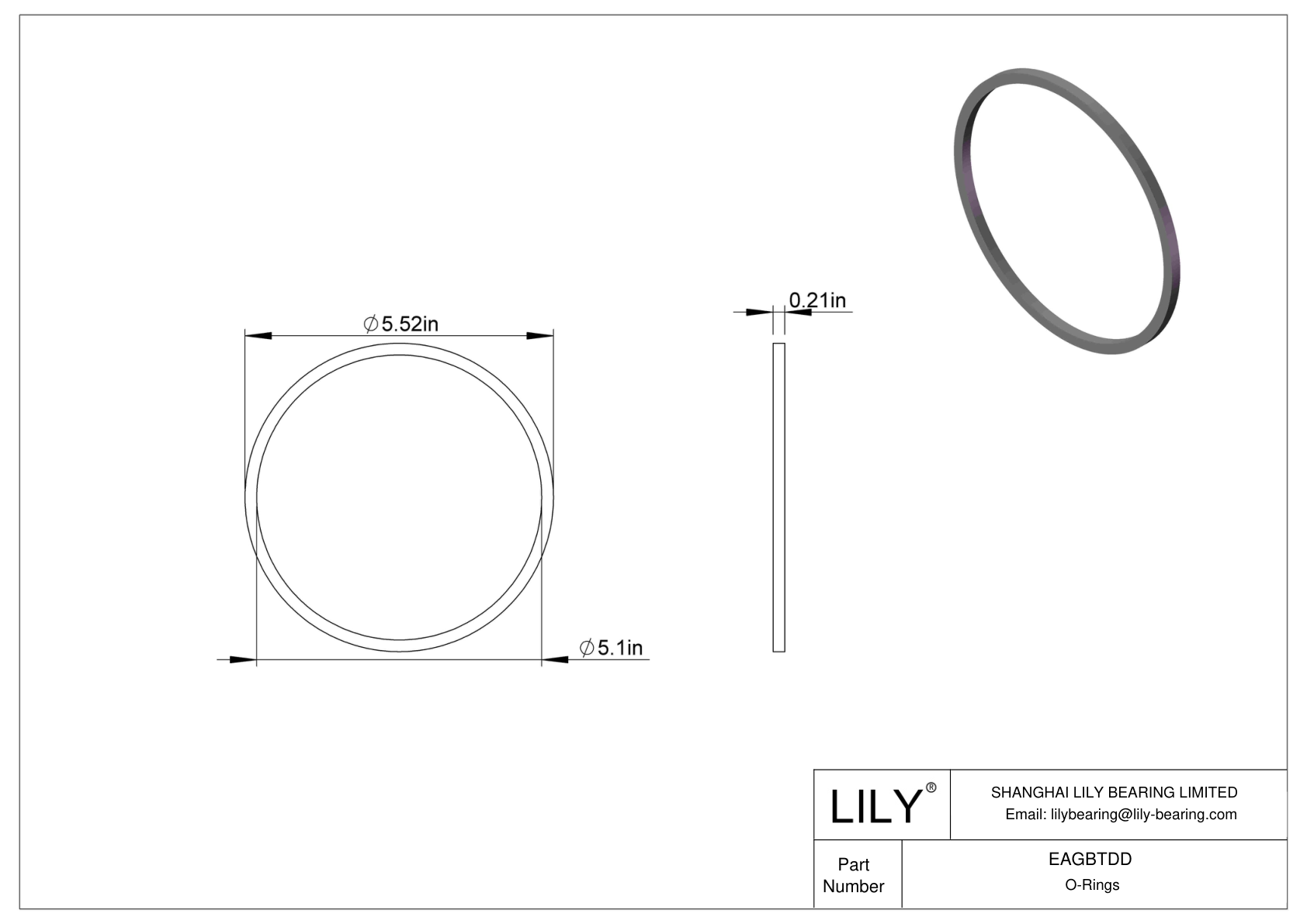 EAGBTDD Oil Resistant O-Rings Square cad drawing
