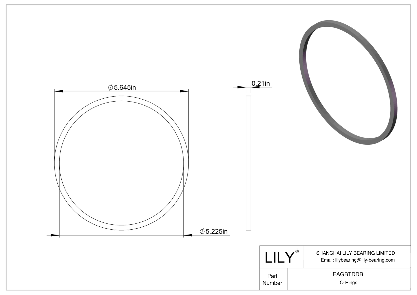 EAGBTDDB Oil Resistant O-Rings Square cad drawing