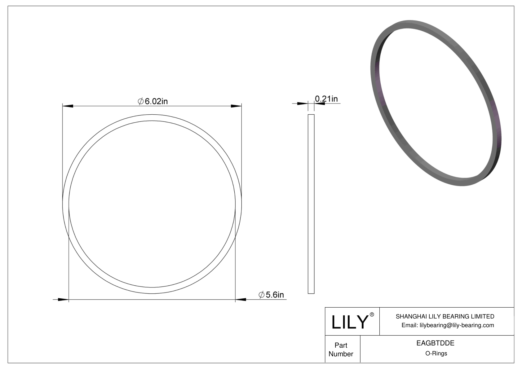 EAGBTDDE Oil Resistant O-Rings Square cad drawing