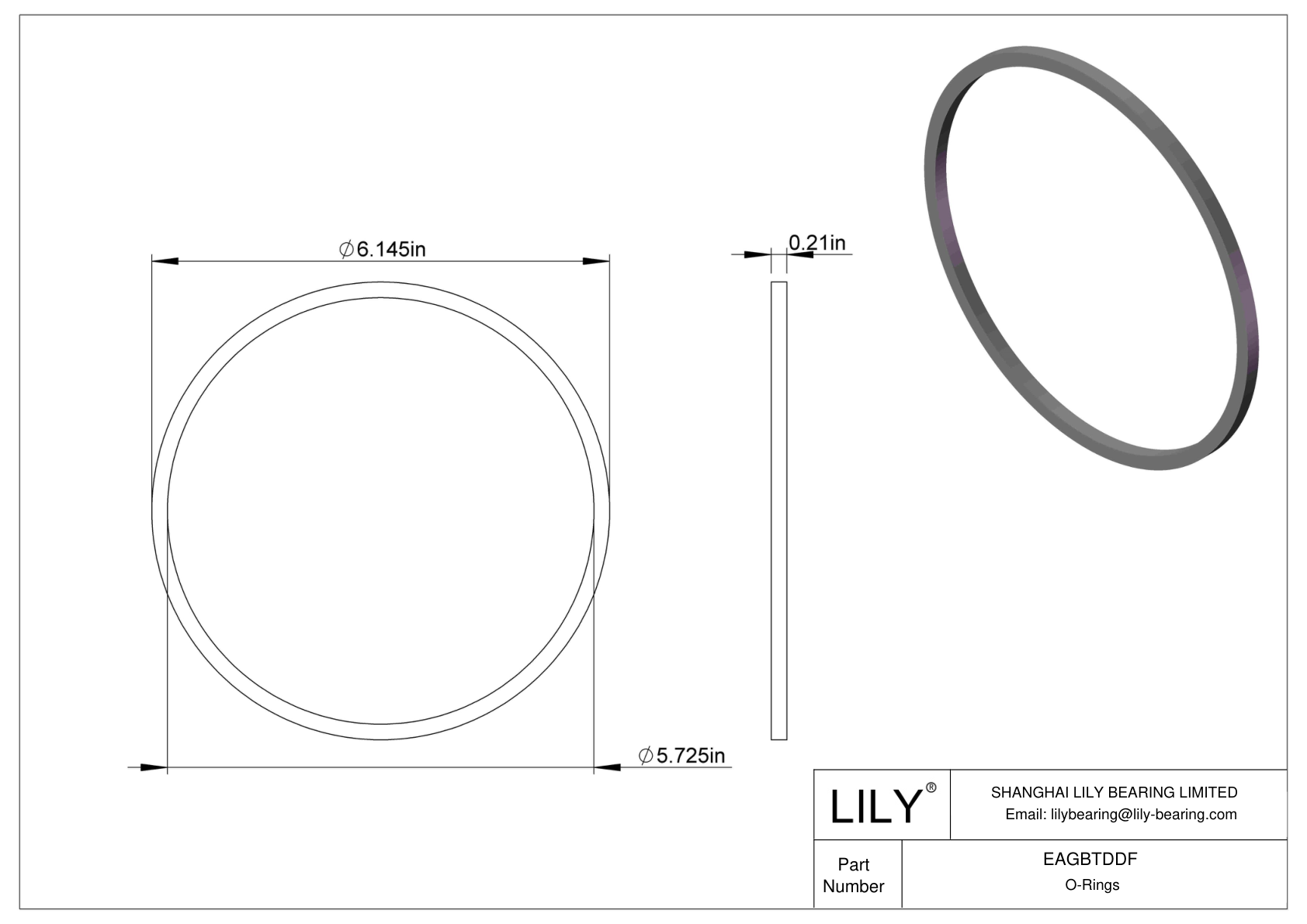EAGBTDDF Oil Resistant O-Rings Square cad drawing