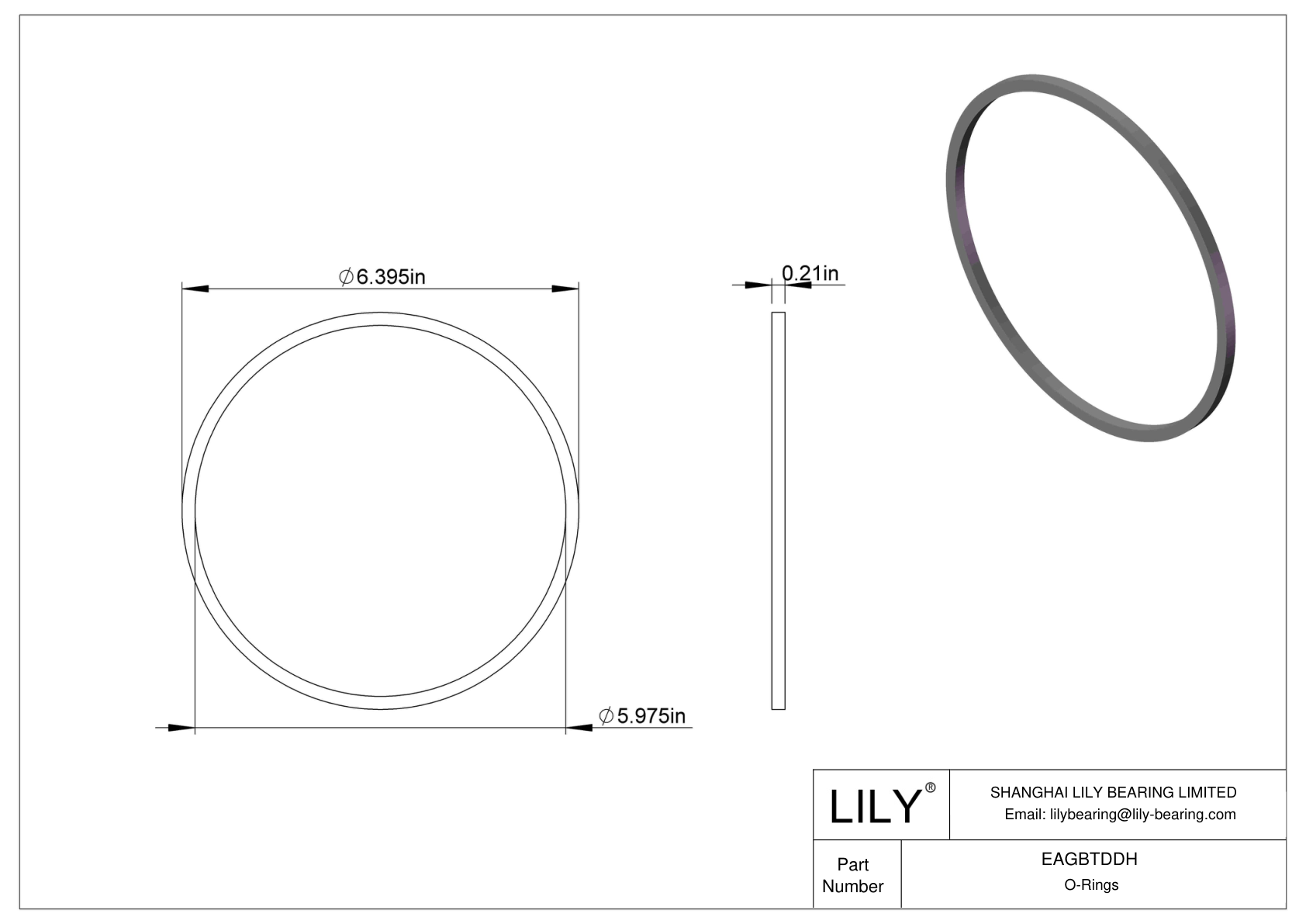 EAGBTDDH Oil Resistant O-Rings Square cad drawing