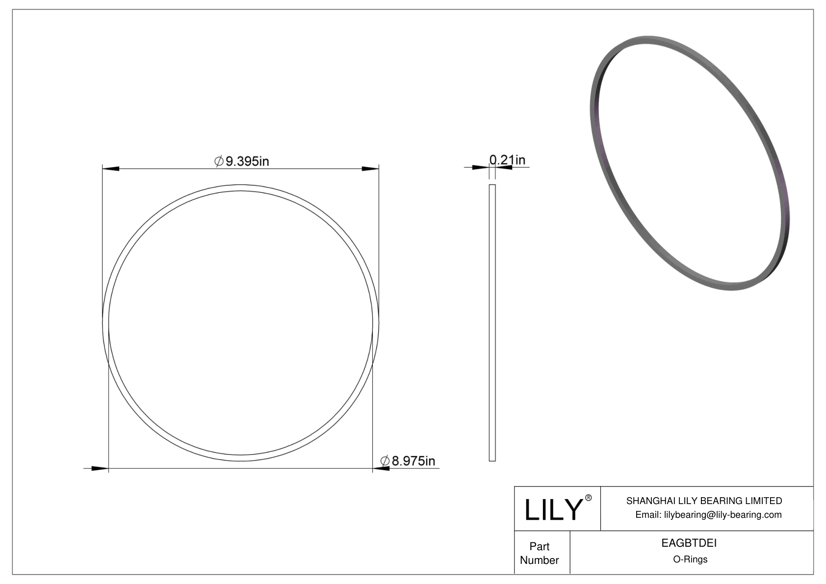 EAGBTDEI Oil Resistant O-Rings Square cad drawing