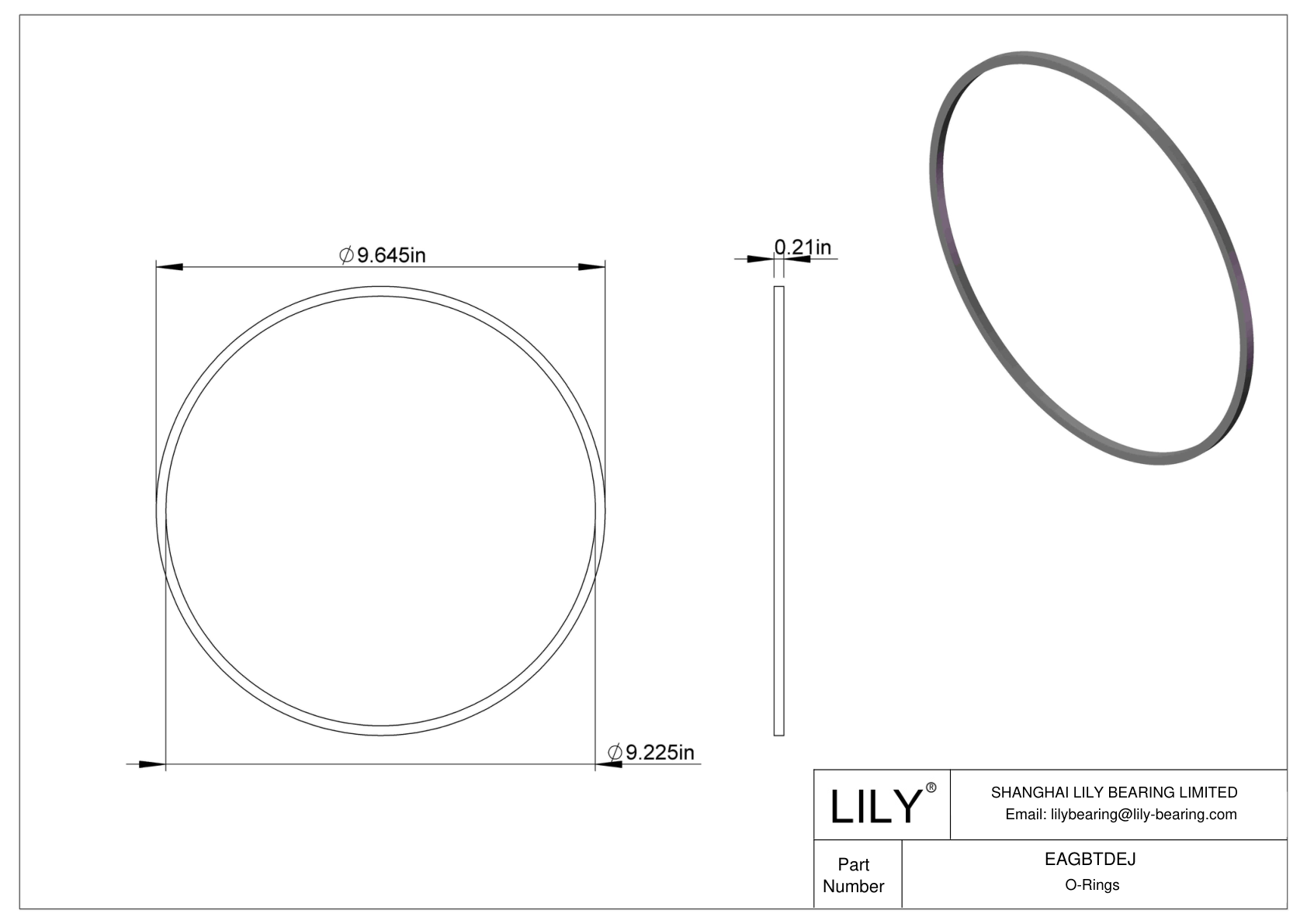EAGBTDEJ Oil Resistant O-Rings Square cad drawing