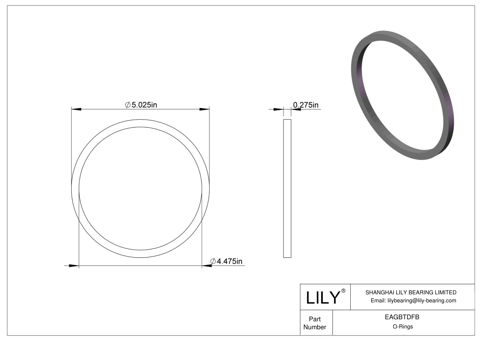 EAGBTDFB Oil Resistant O-Rings Square cad drawing