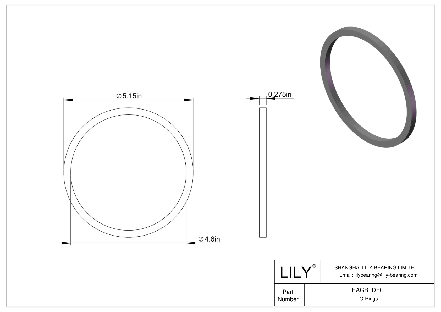 EAGBTDFC Oil Resistant O-Rings Square cad drawing