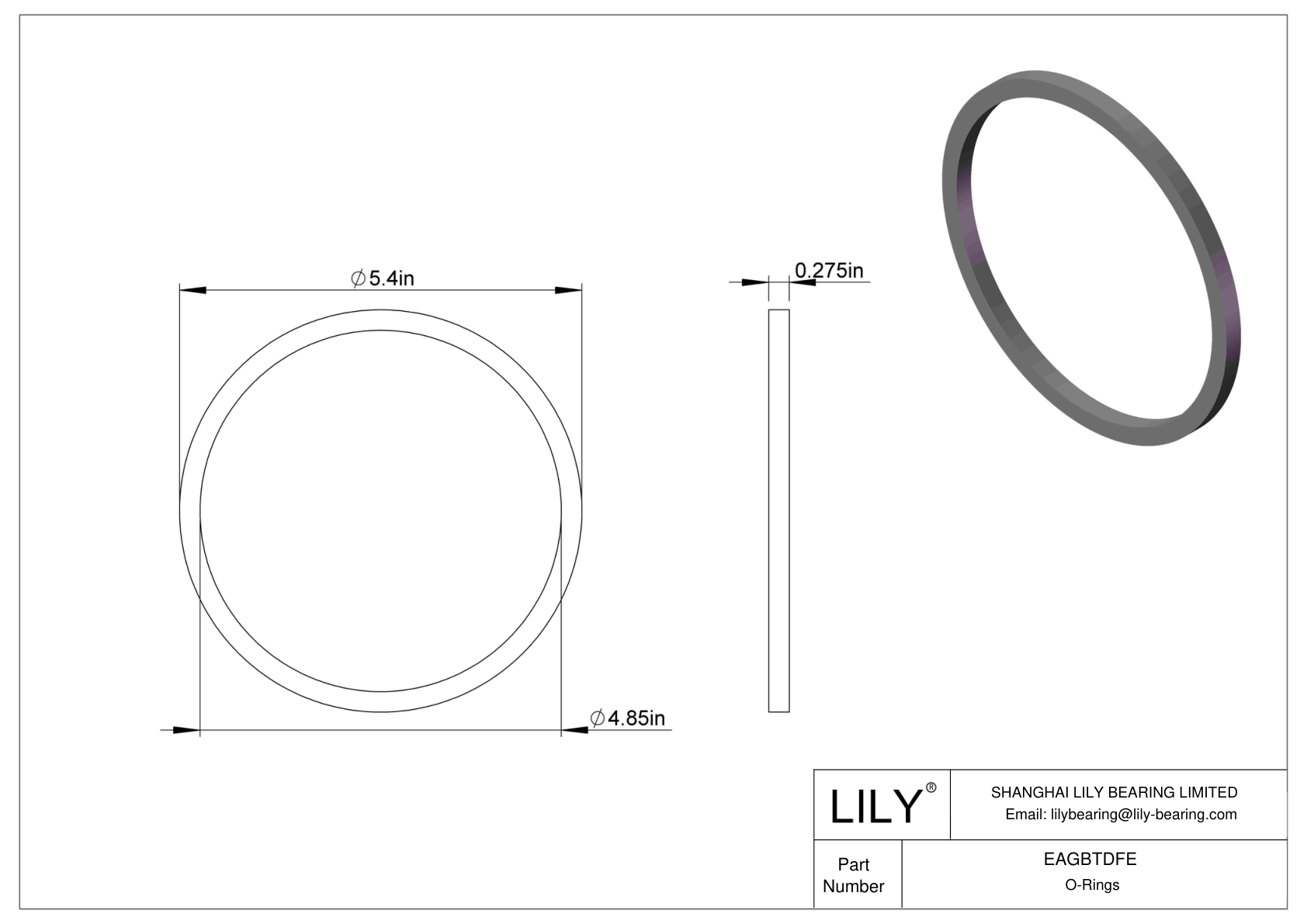 EAGBTDFE Oil Resistant O-Rings Square cad drawing