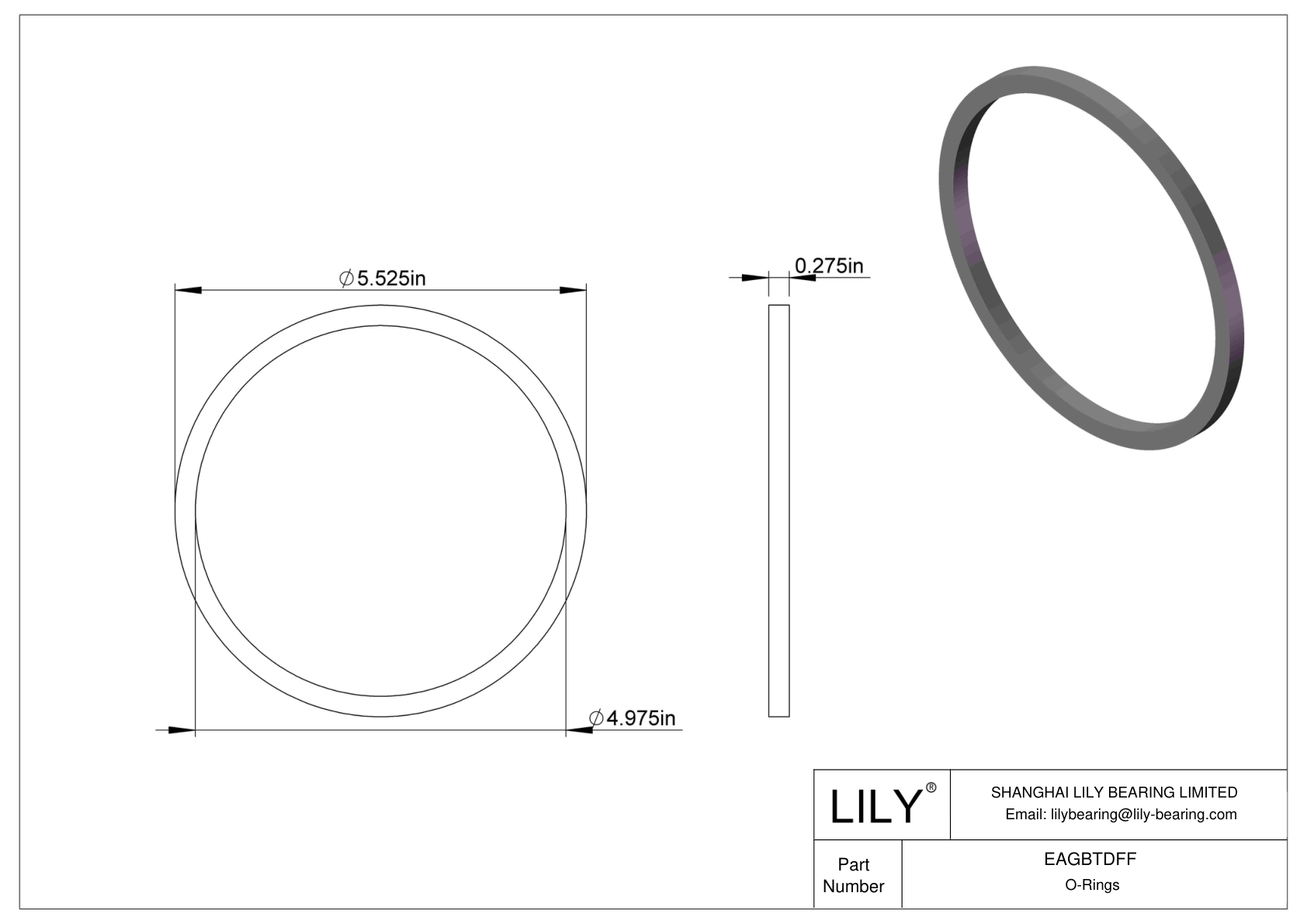 EAGBTDFF Oil Resistant O-Rings Square cad drawing