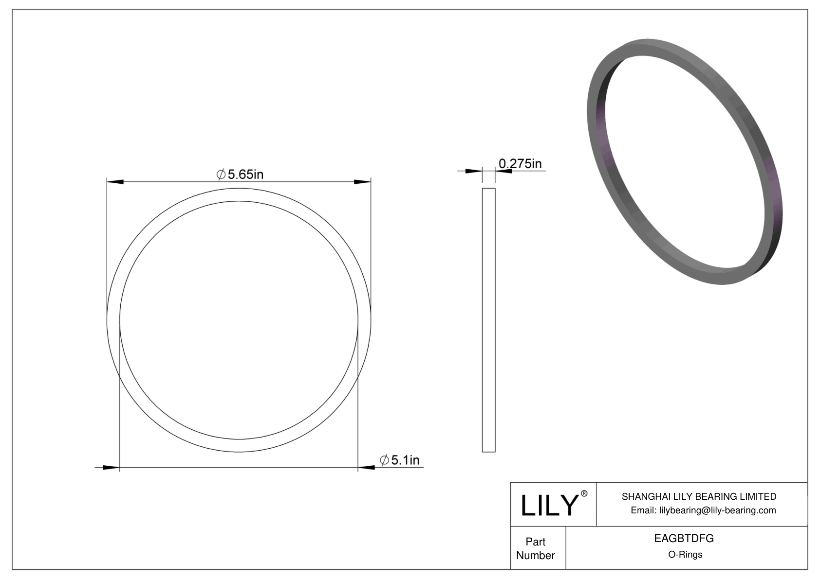 EAGBTDFG Oil Resistant O-Rings Square cad drawing