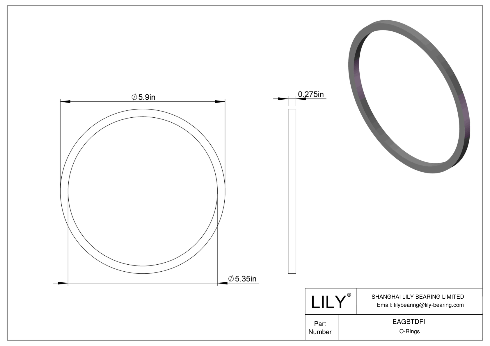 EAGBTDFI Oil Resistant O-Rings Square cad drawing