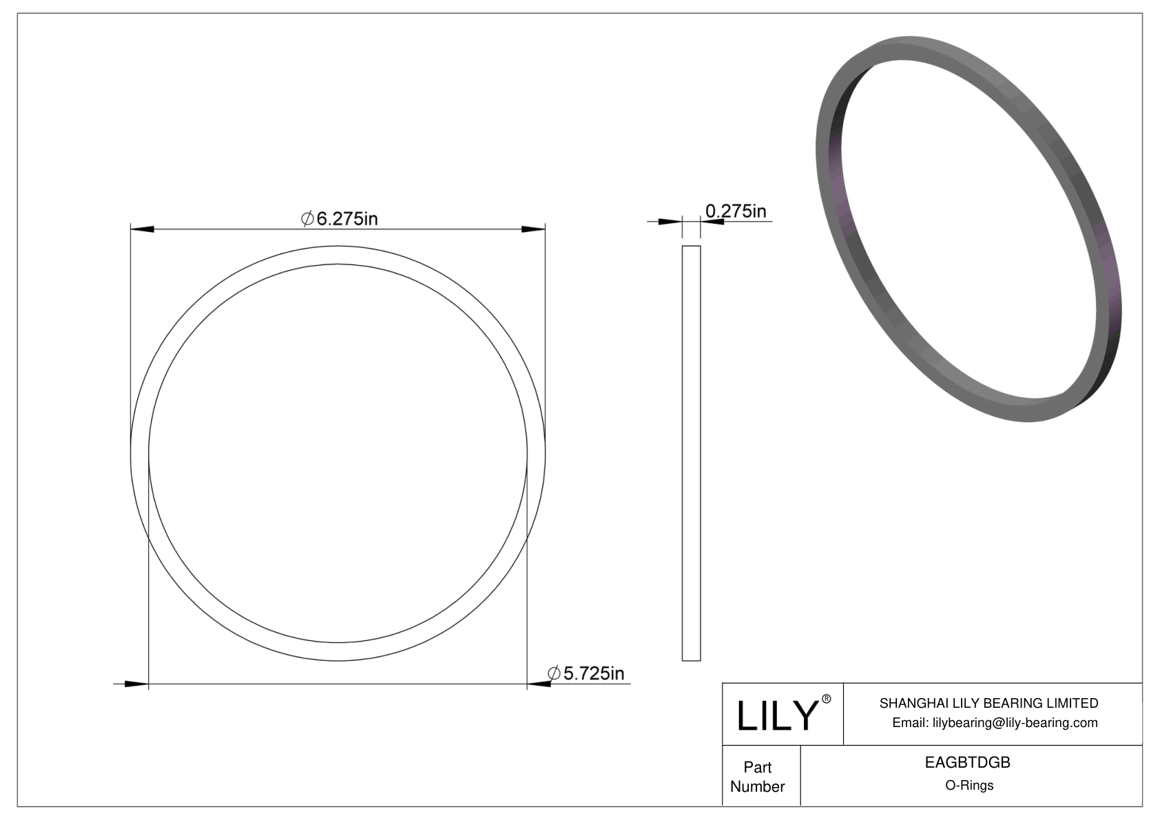 EAGBTDGB Oil Resistant O-Rings Square cad drawing