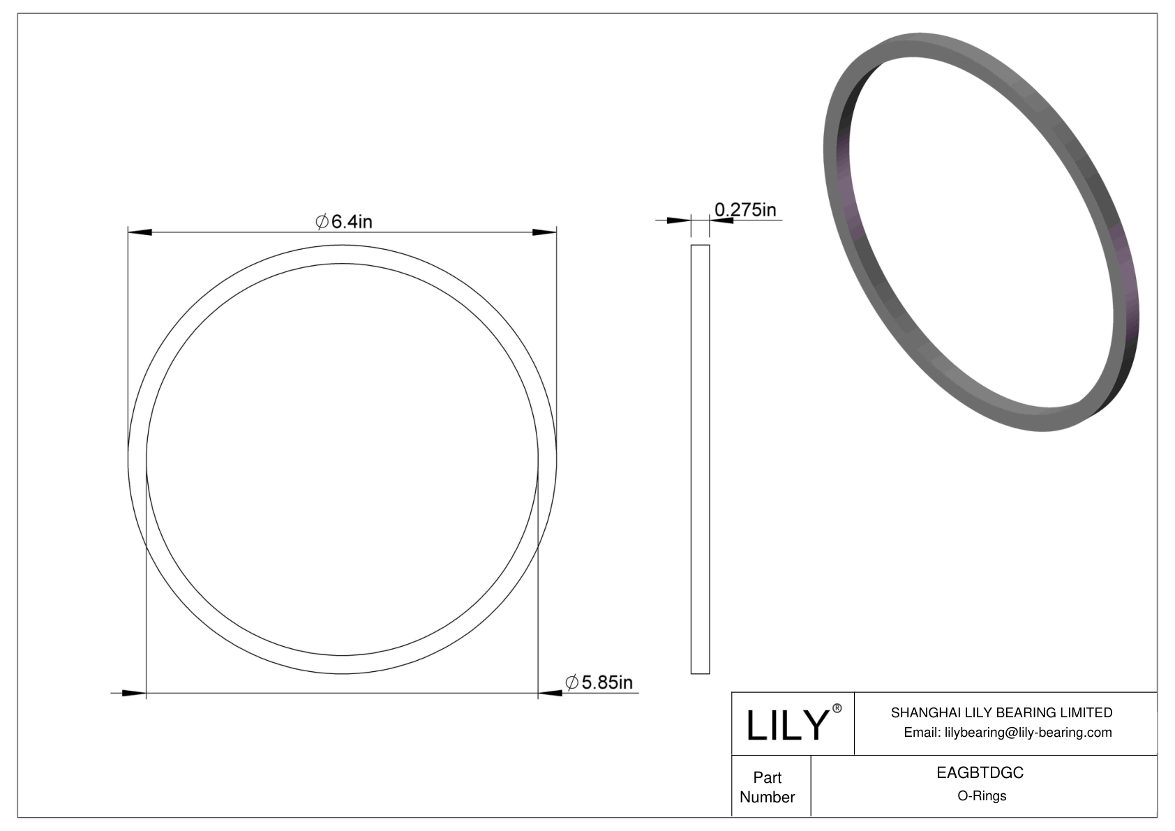 EAGBTDGC Oil Resistant O-Rings Square cad drawing