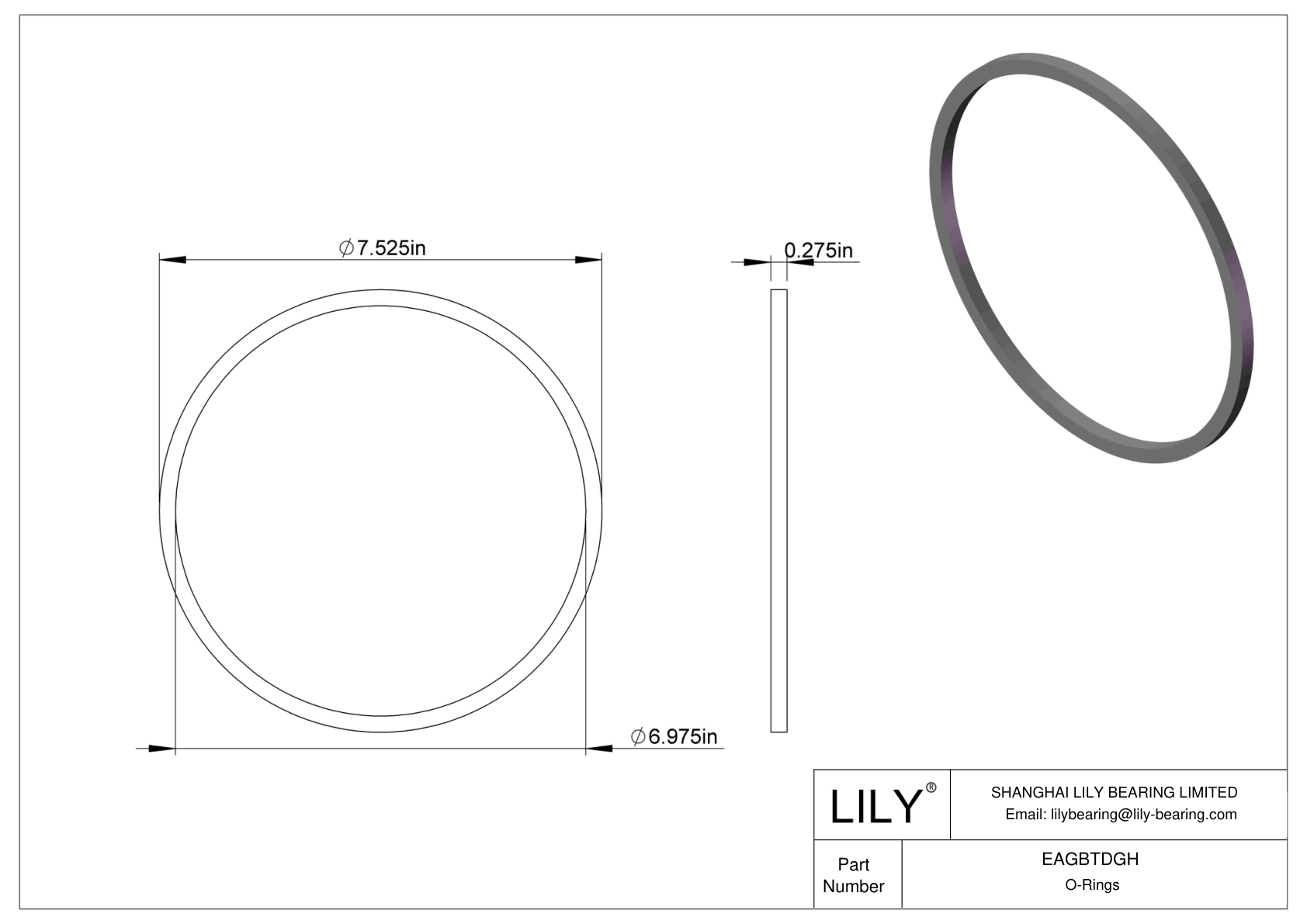 EAGBTDGH Oil Resistant O-Rings Square cad drawing