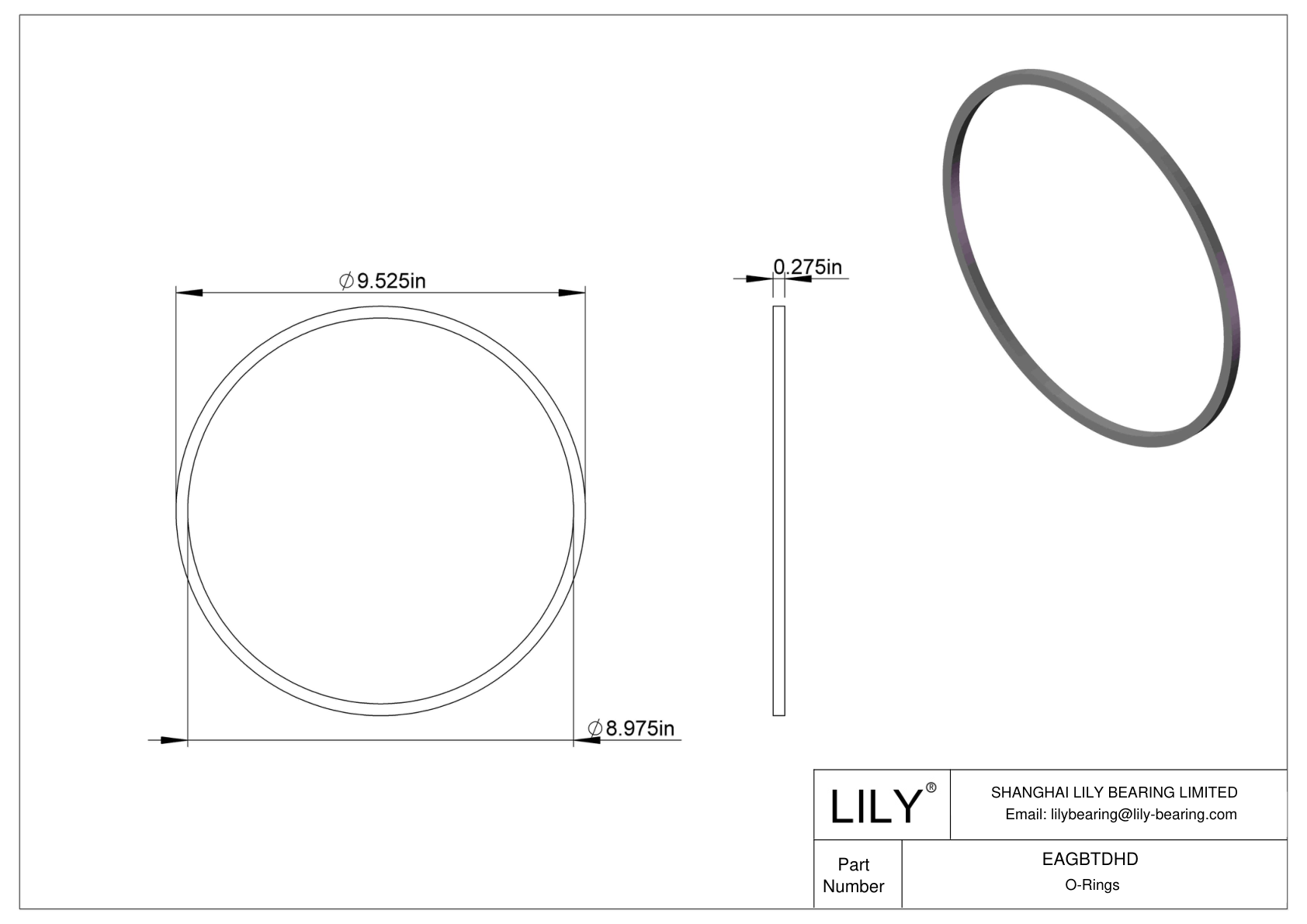 EAGBTDHD Oil Resistant O-Rings Square cad drawing