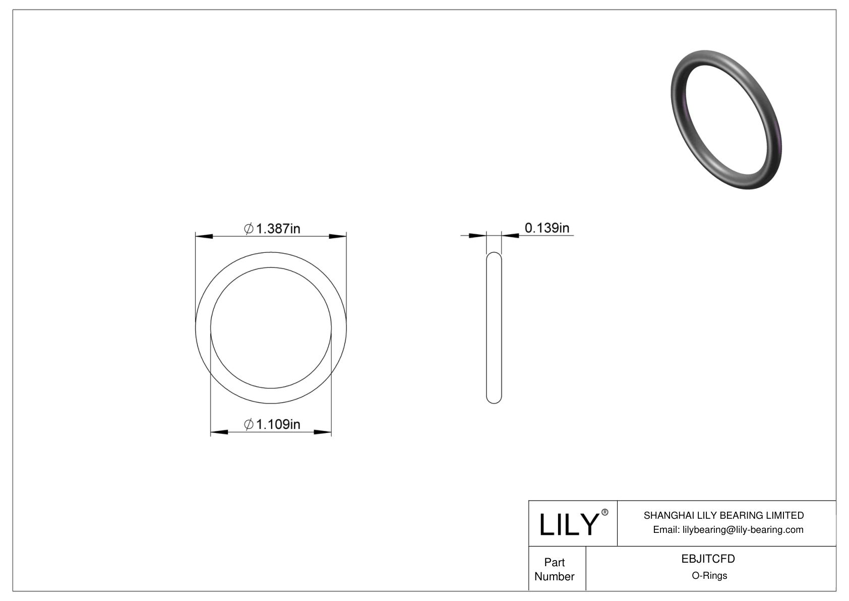 EBJITCFD Oil Resistant O-Rings Round cad drawing