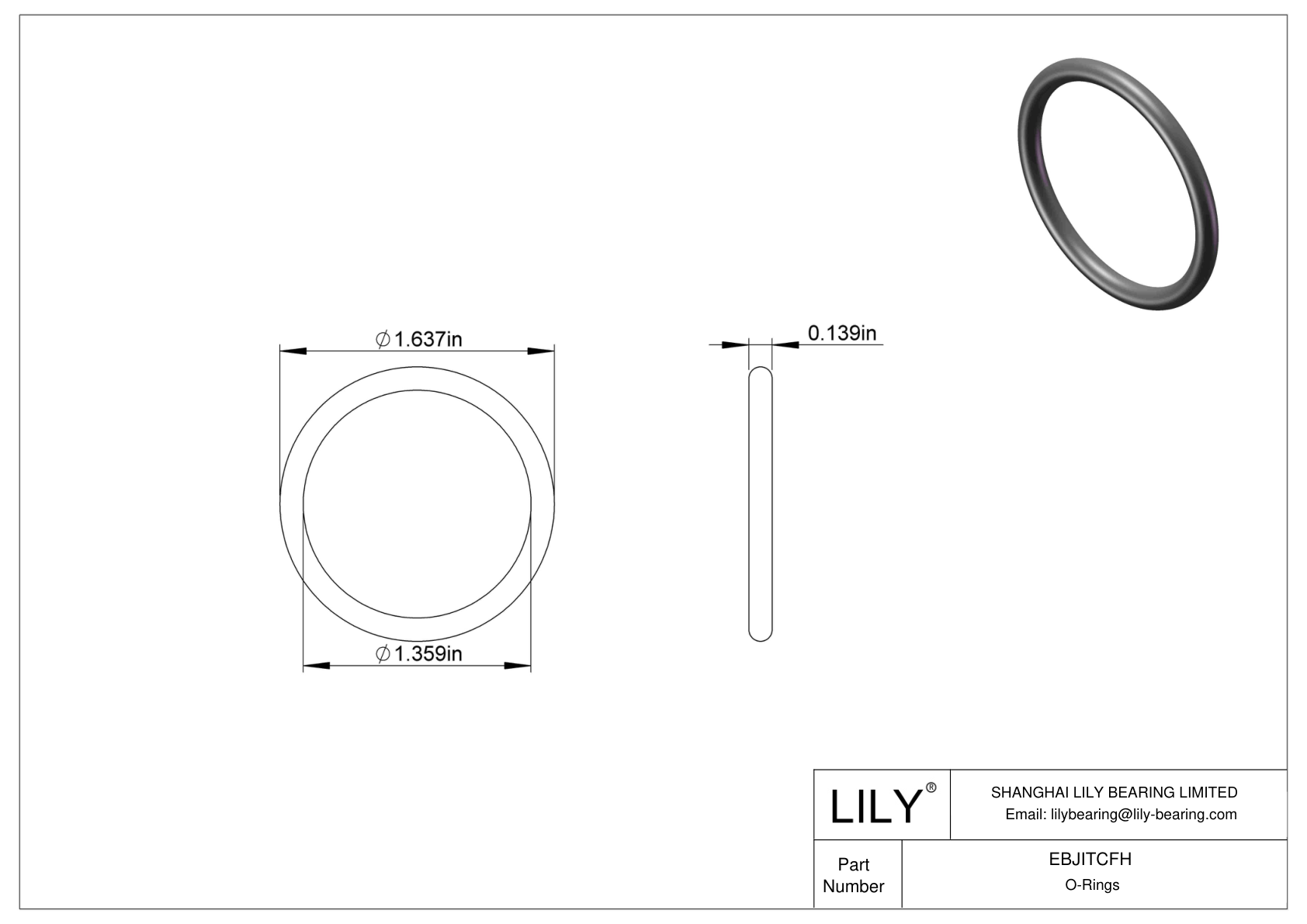 EBJITCFH Juntas tóricas redondas resistentes al aceite cad drawing