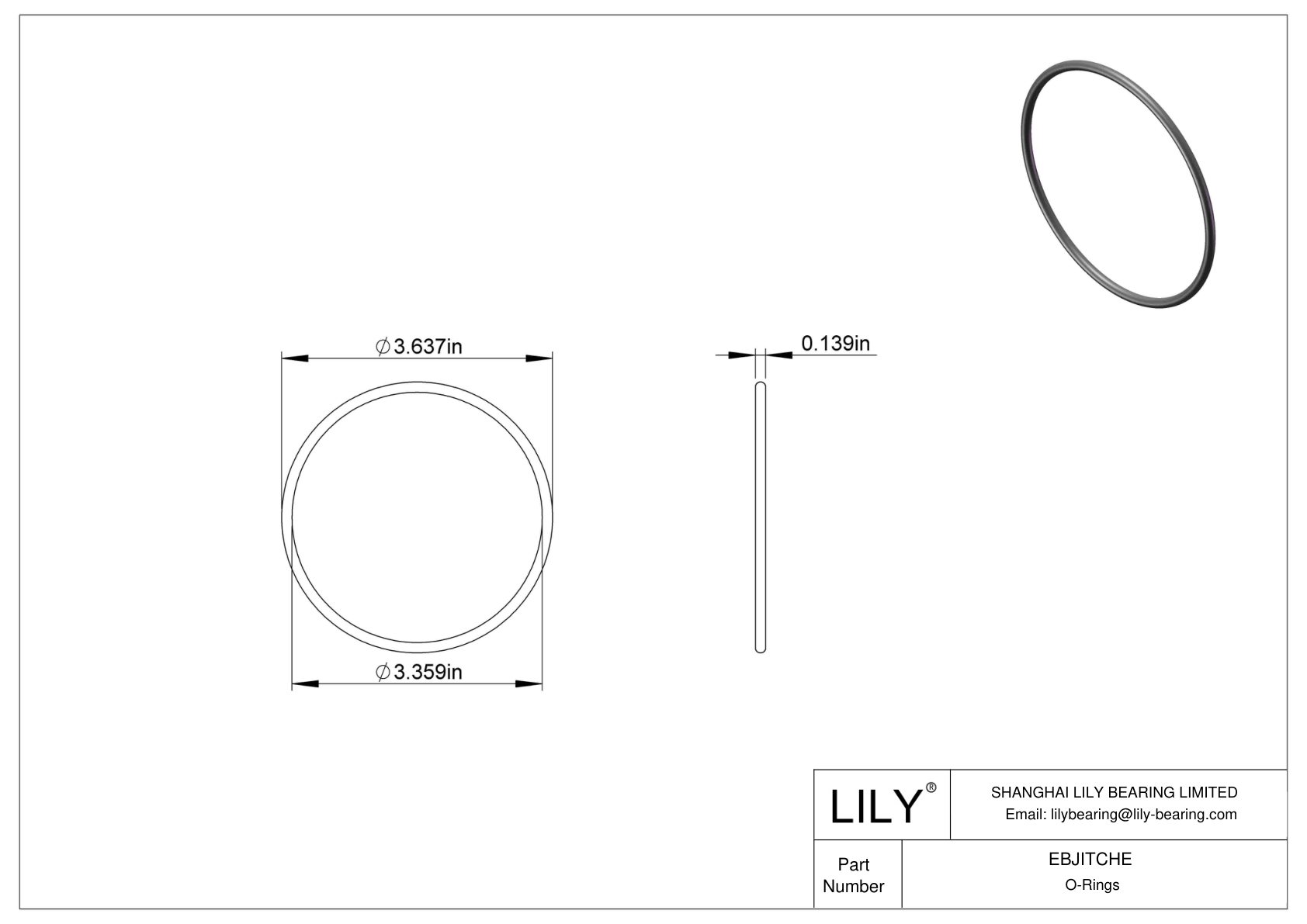 EBJITCHE Juntas tóricas redondas resistentes al aceite cad drawing