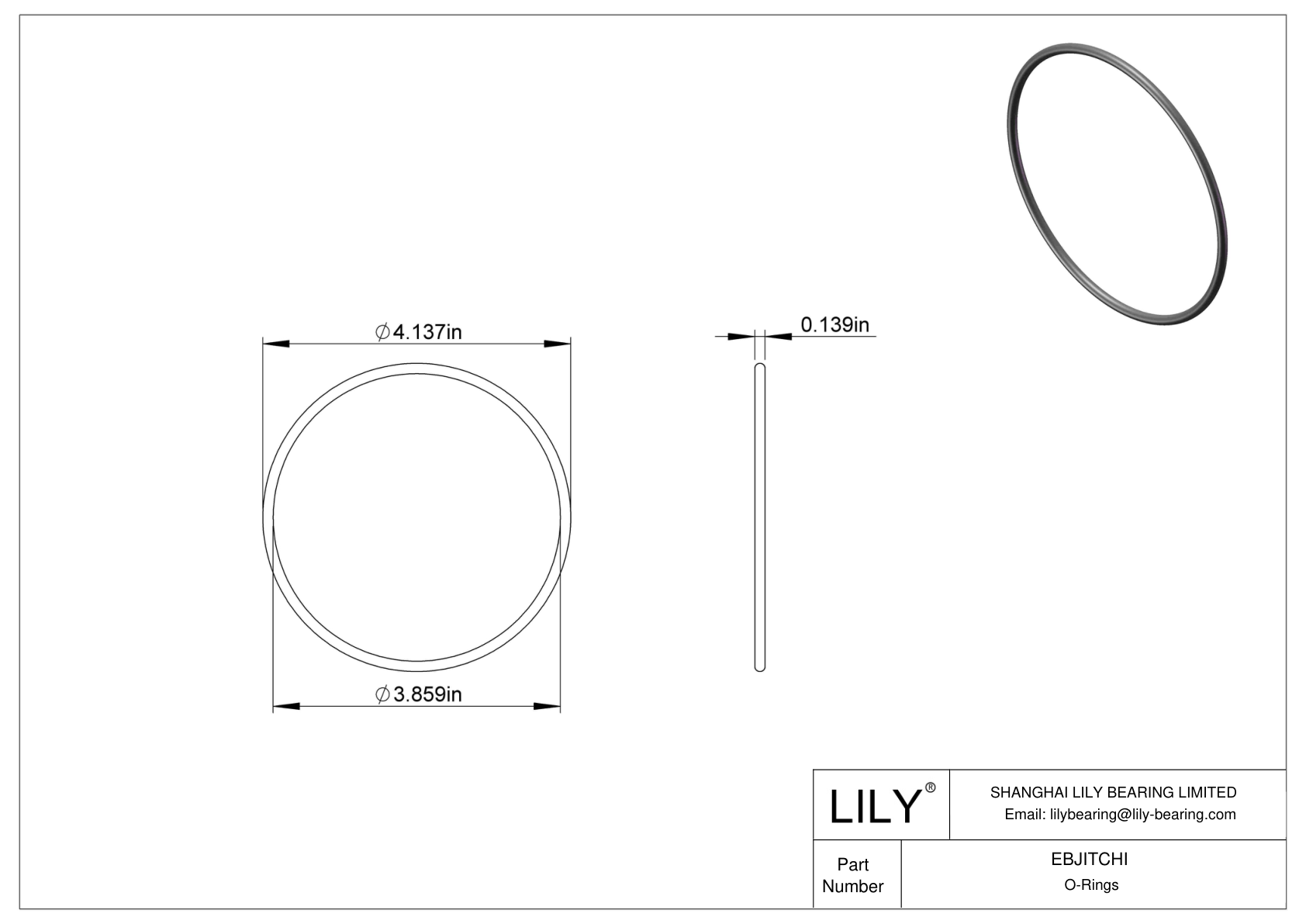 EBJITCHI Oil Resistant O-Rings Round cad drawing