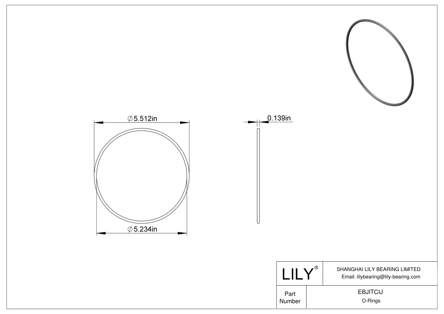 EBJITCIJ Oil Resistant O-Rings Round cad drawing