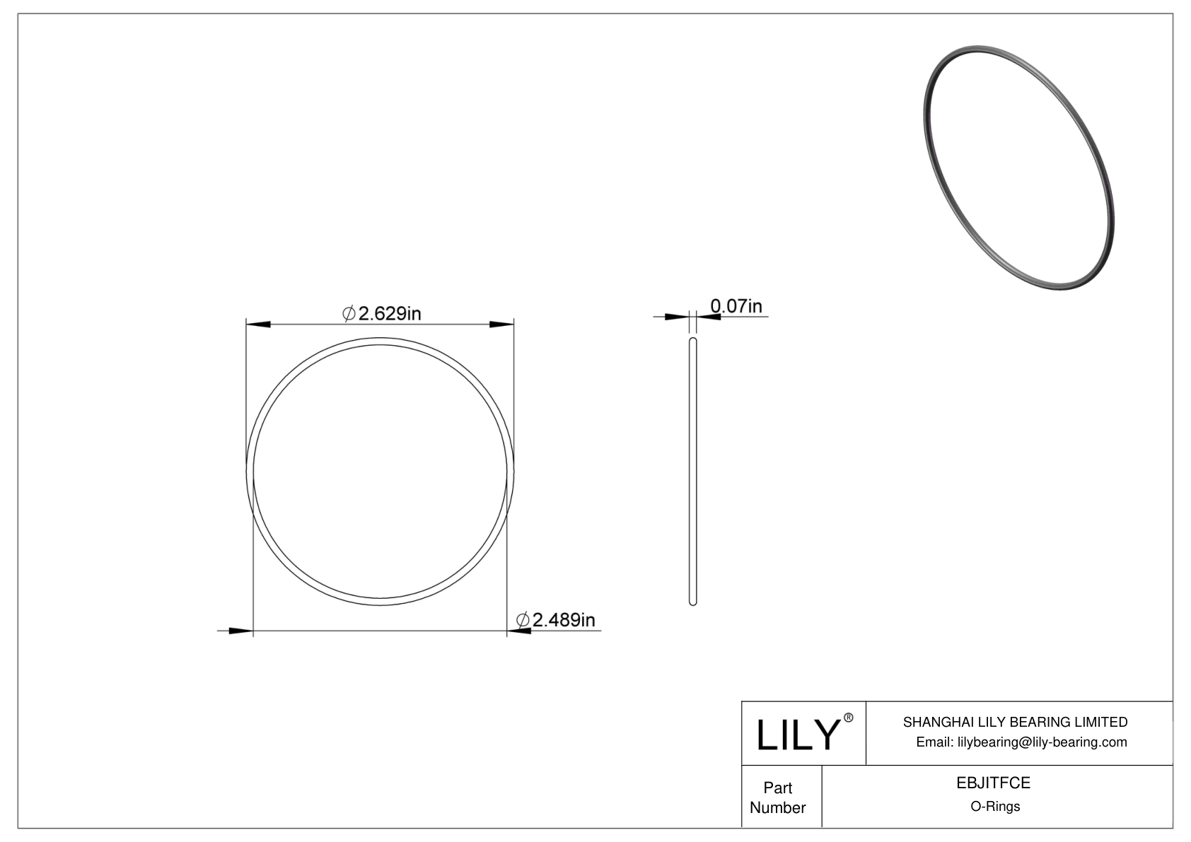 EBJITFCE Oil Resistant O-Rings Round cad drawing