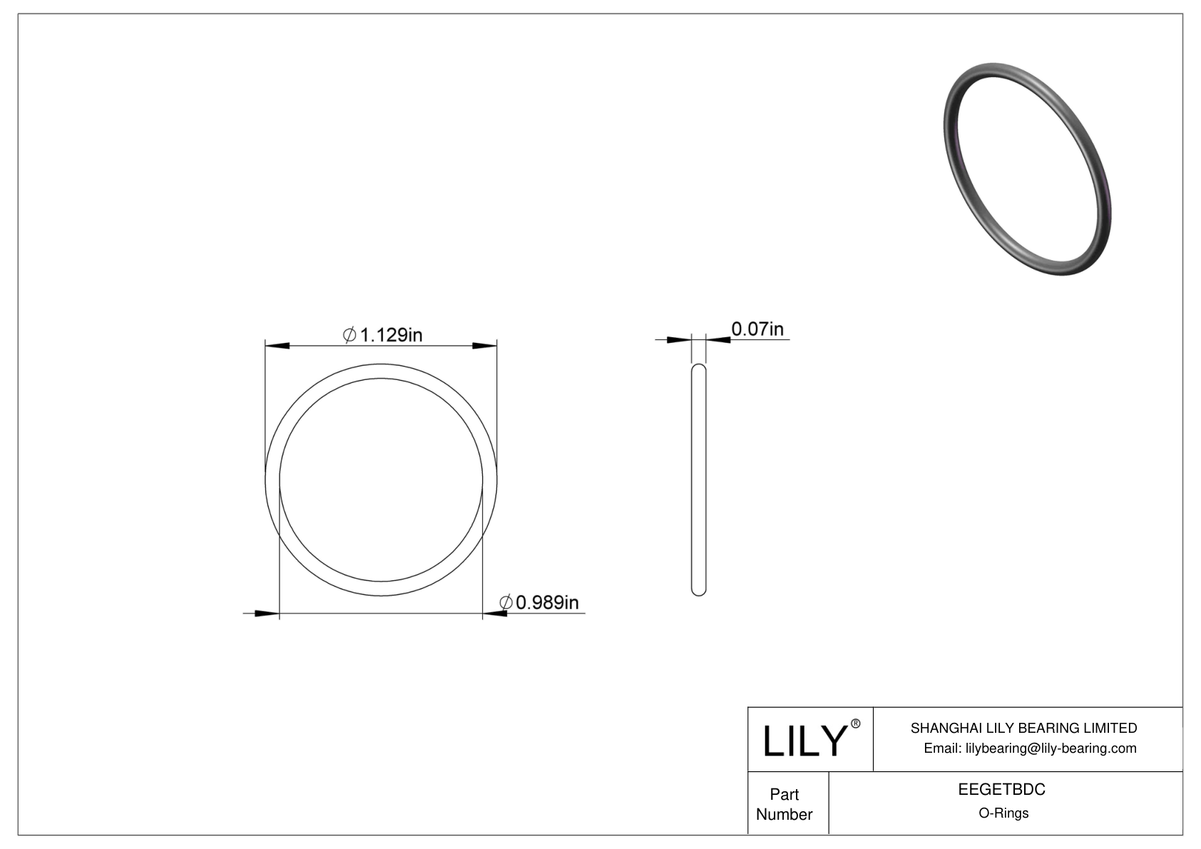 EEGETBDC Oil Resistant O-Rings Round cad drawing