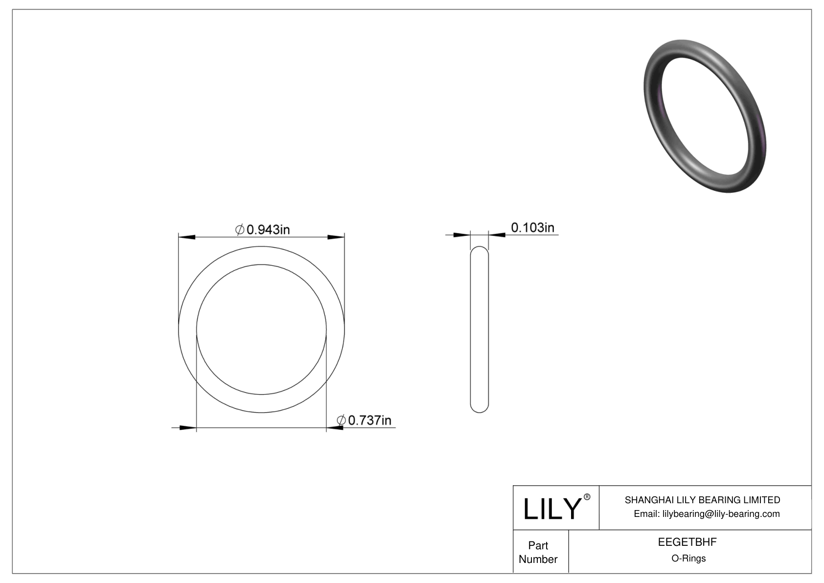 EEGETBHF Oil Resistant O-Rings Round cad drawing