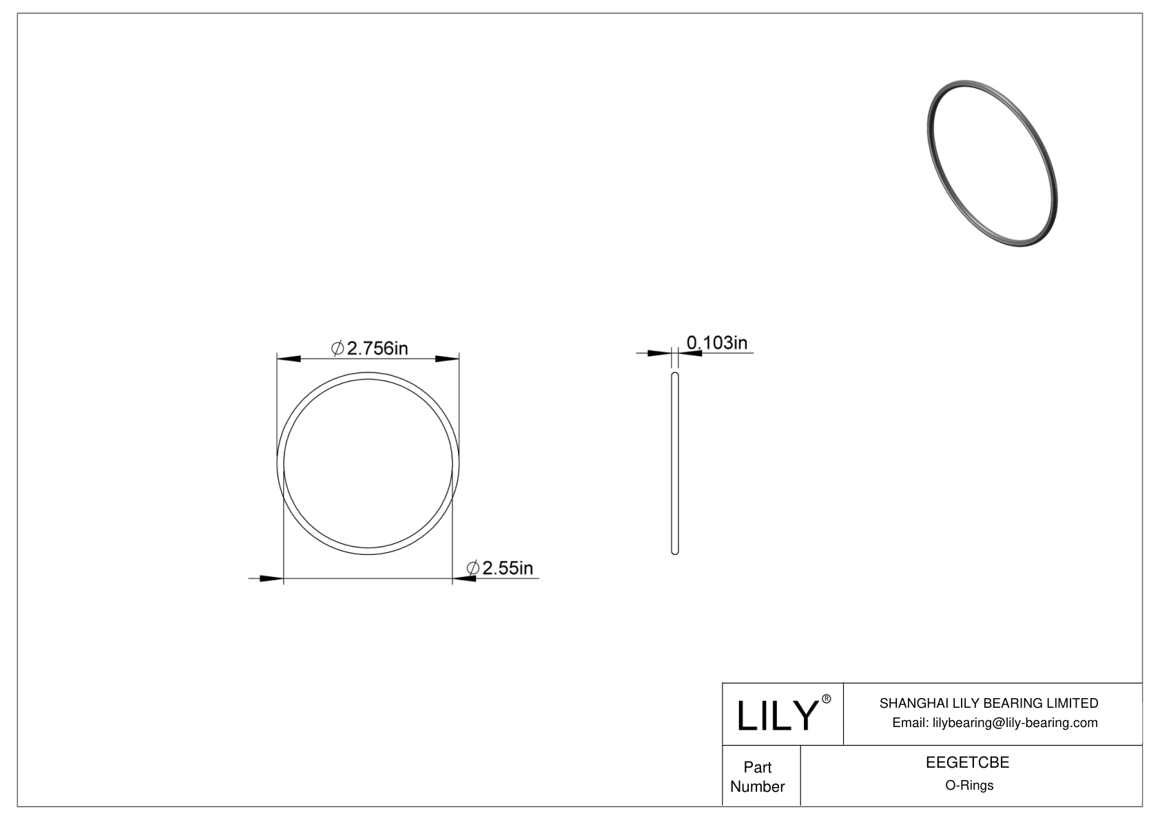 EEGETCBE Oil Resistant O-Rings Round cad drawing