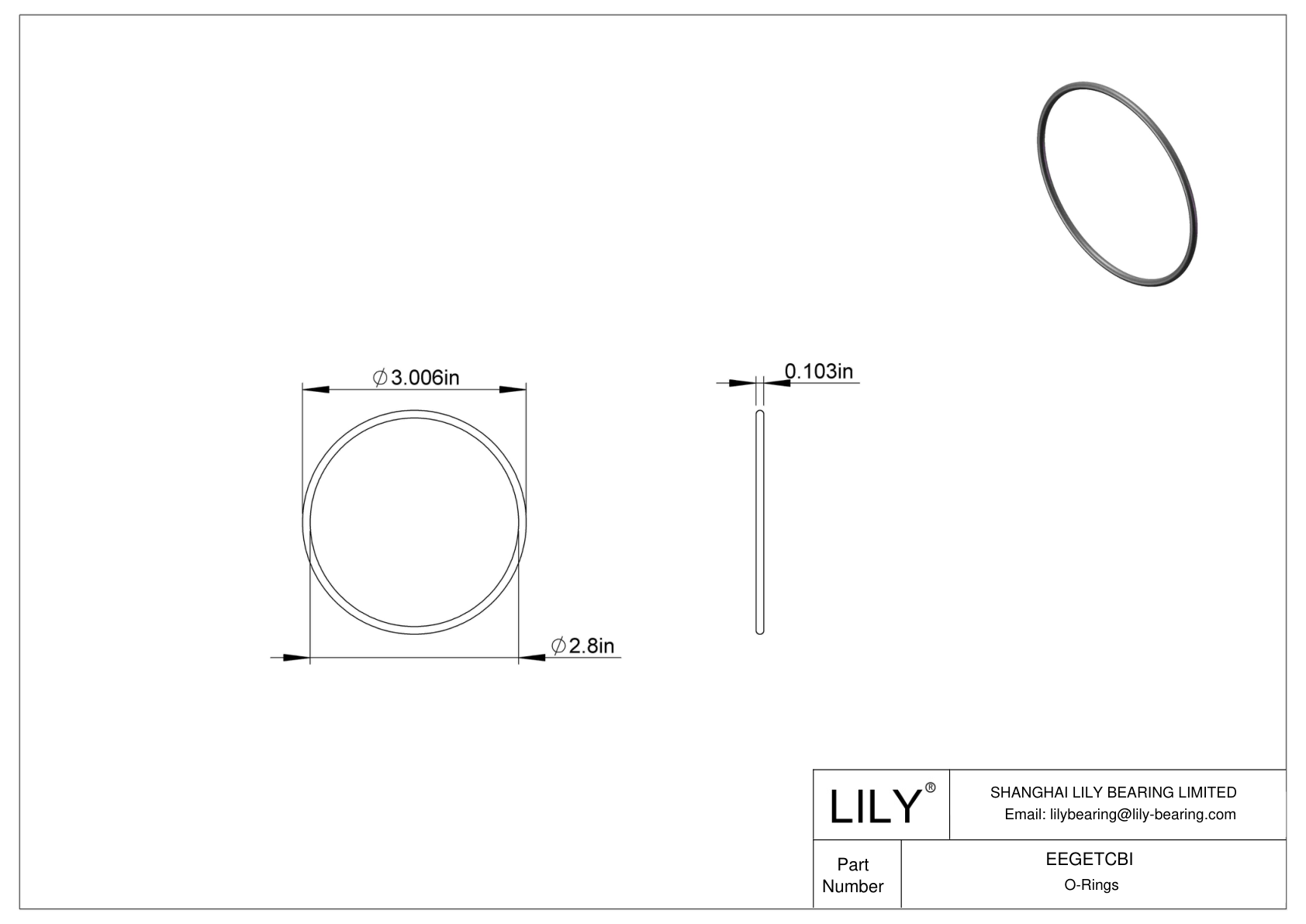 EEGETCBI Oil Resistant O-Rings Round cad drawing