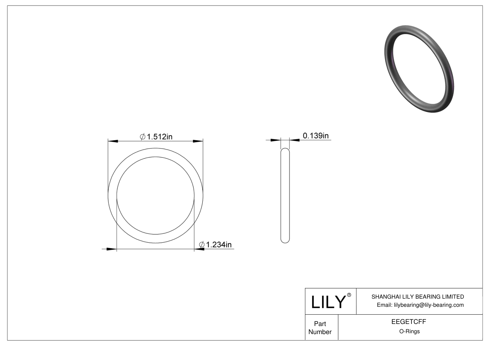 EEGETCFF Oil Resistant O-Rings Round cad drawing