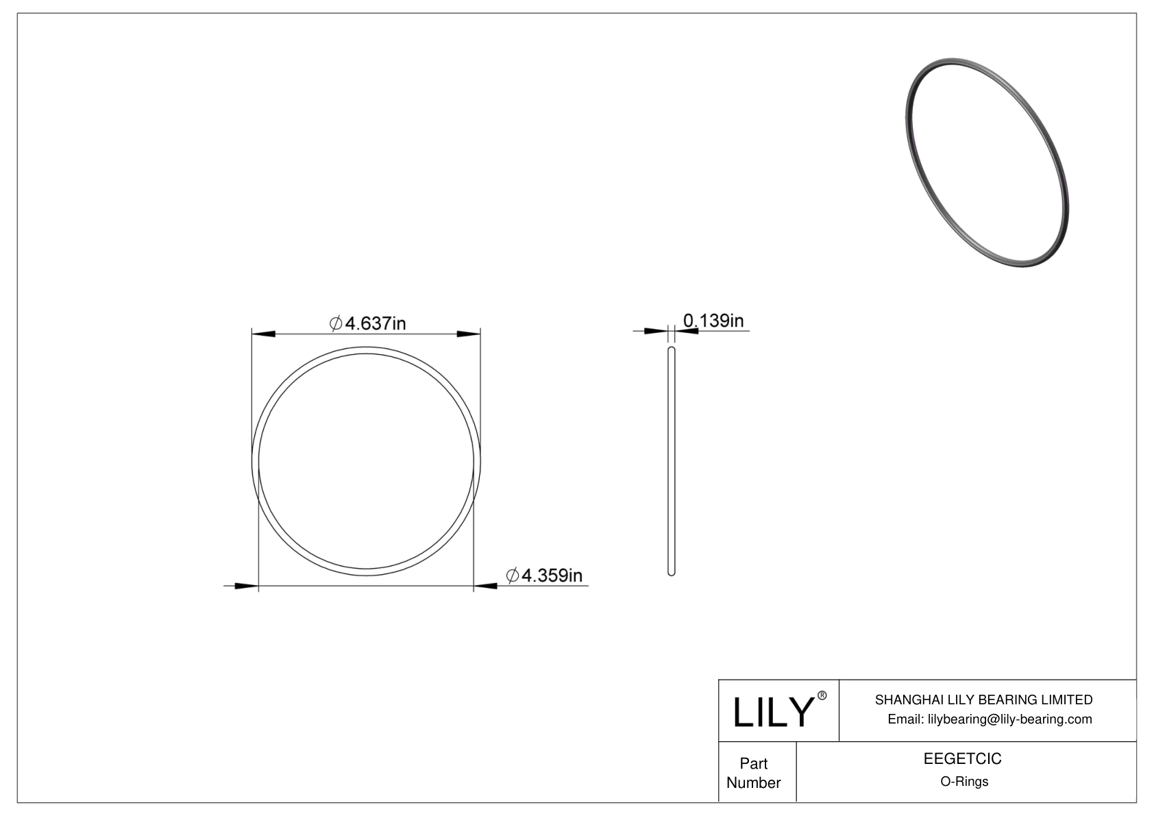 EEGETCIC Oil Resistant O-Rings Round cad drawing