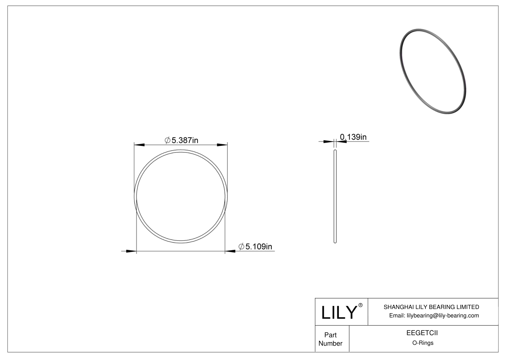 EEGETCII Oil Resistant O-Rings Round cad drawing