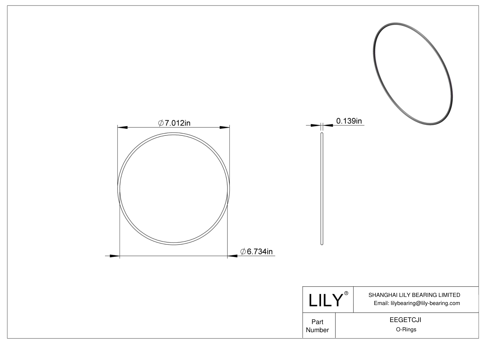 EEGETCJI Oil Resistant O-Rings Round cad drawing