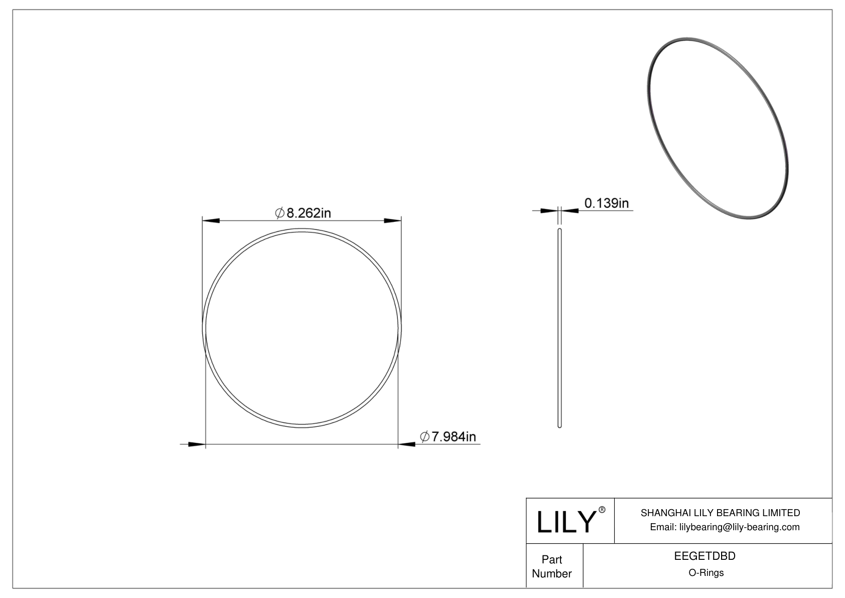 EEGETDBD Oil Resistant O-Rings Round cad drawing