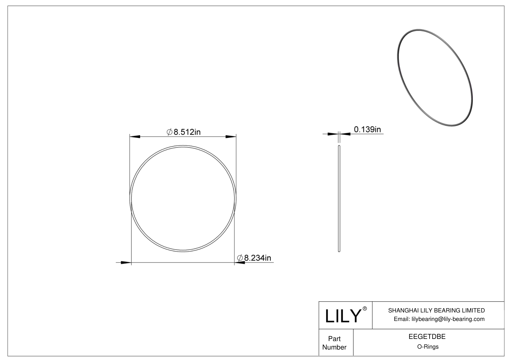 EEGETDBE Oil Resistant O-Rings Round cad drawing