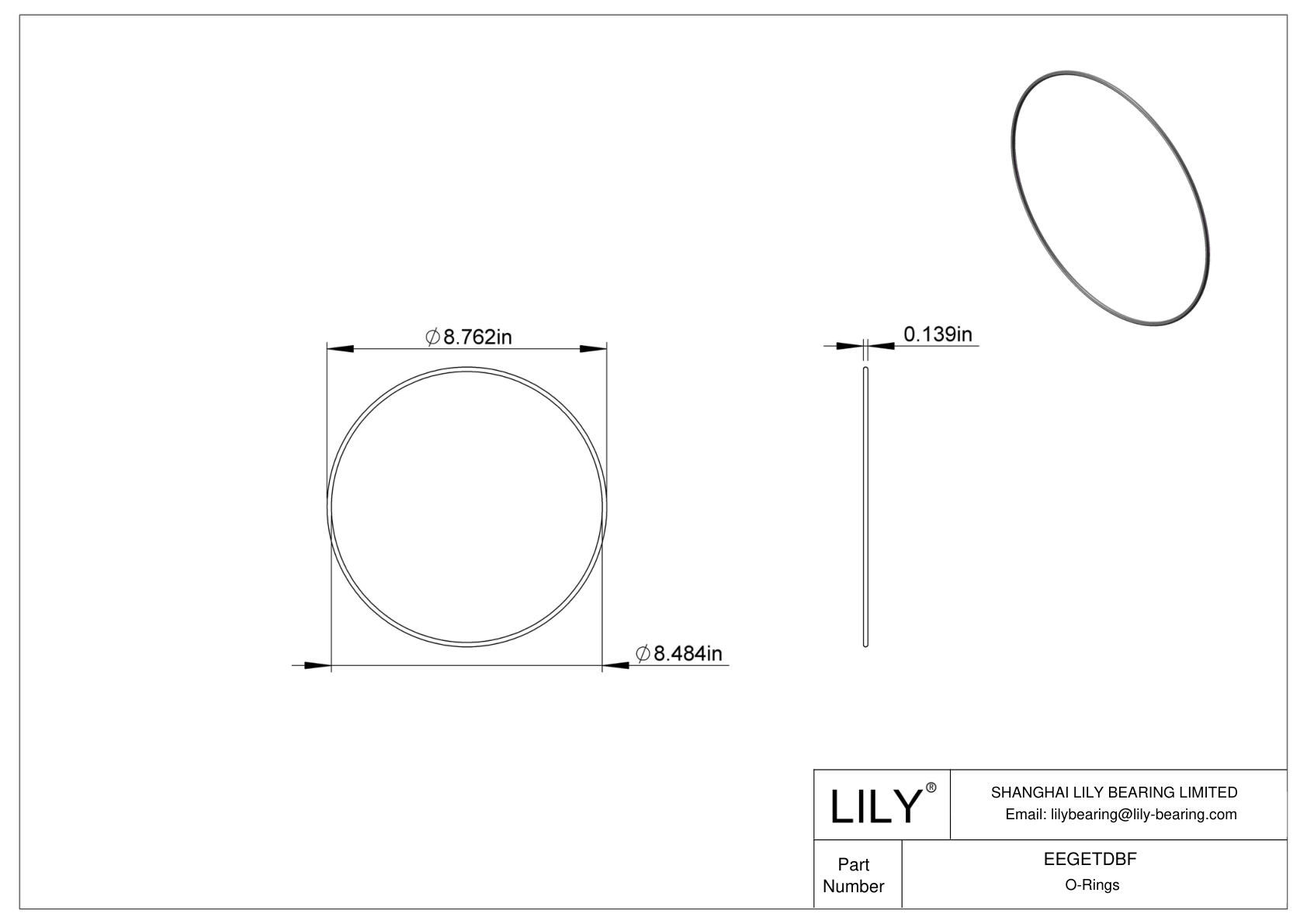 EEGETDBF Oil Resistant O-Rings Round cad drawing