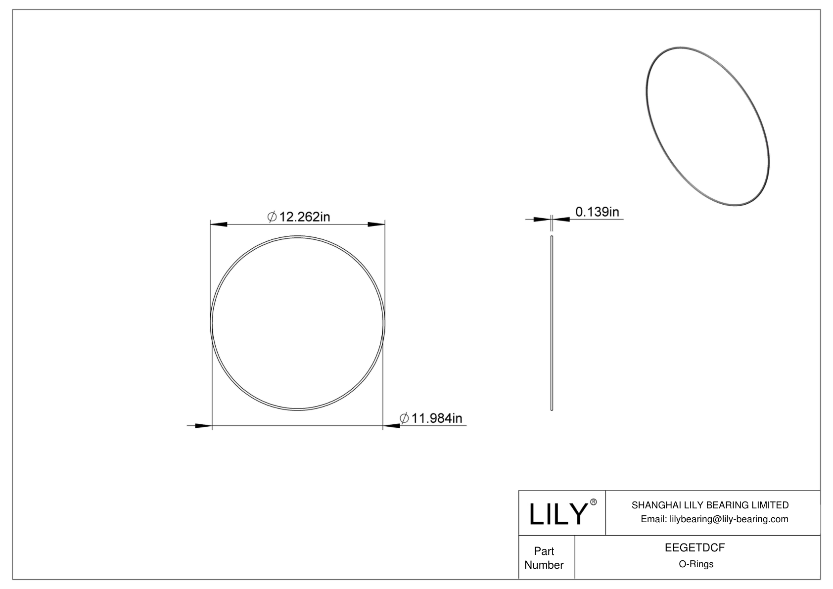 EEGETDCF Oil Resistant O-Rings Round cad drawing