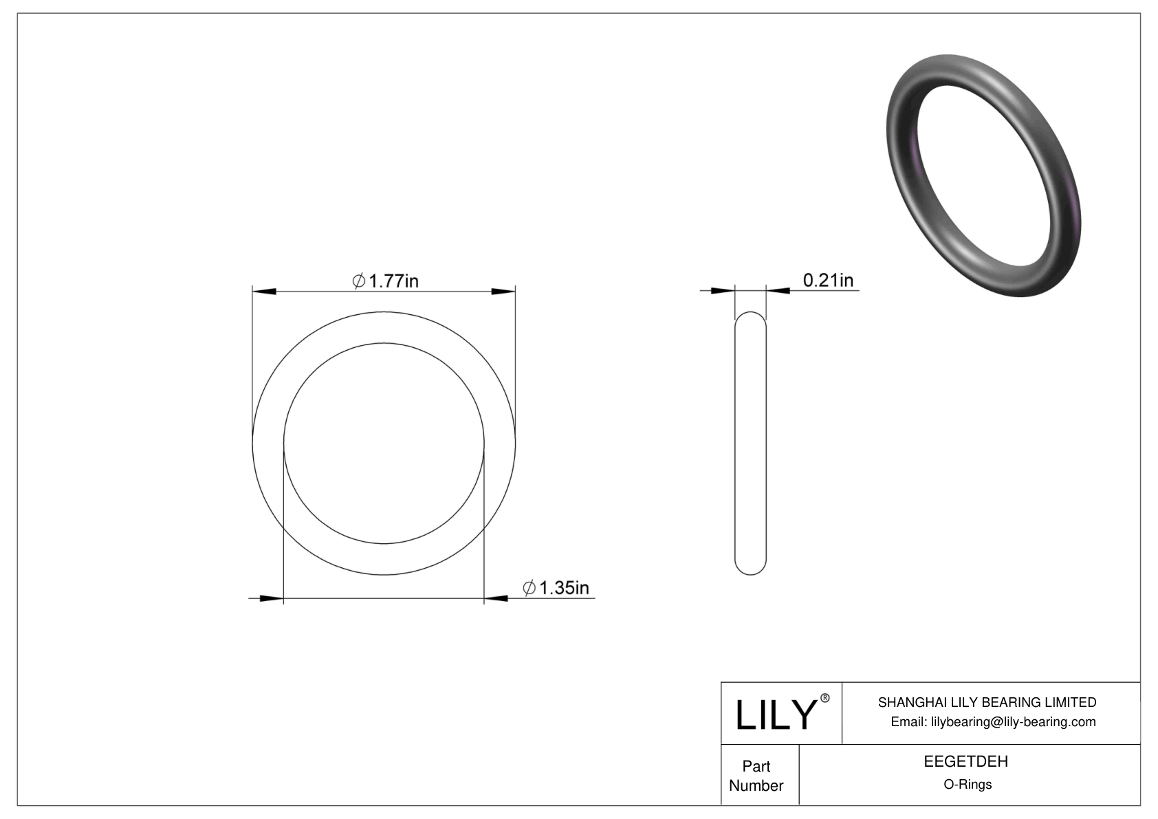 EEGETDEH Oil Resistant O-Rings Round cad drawing