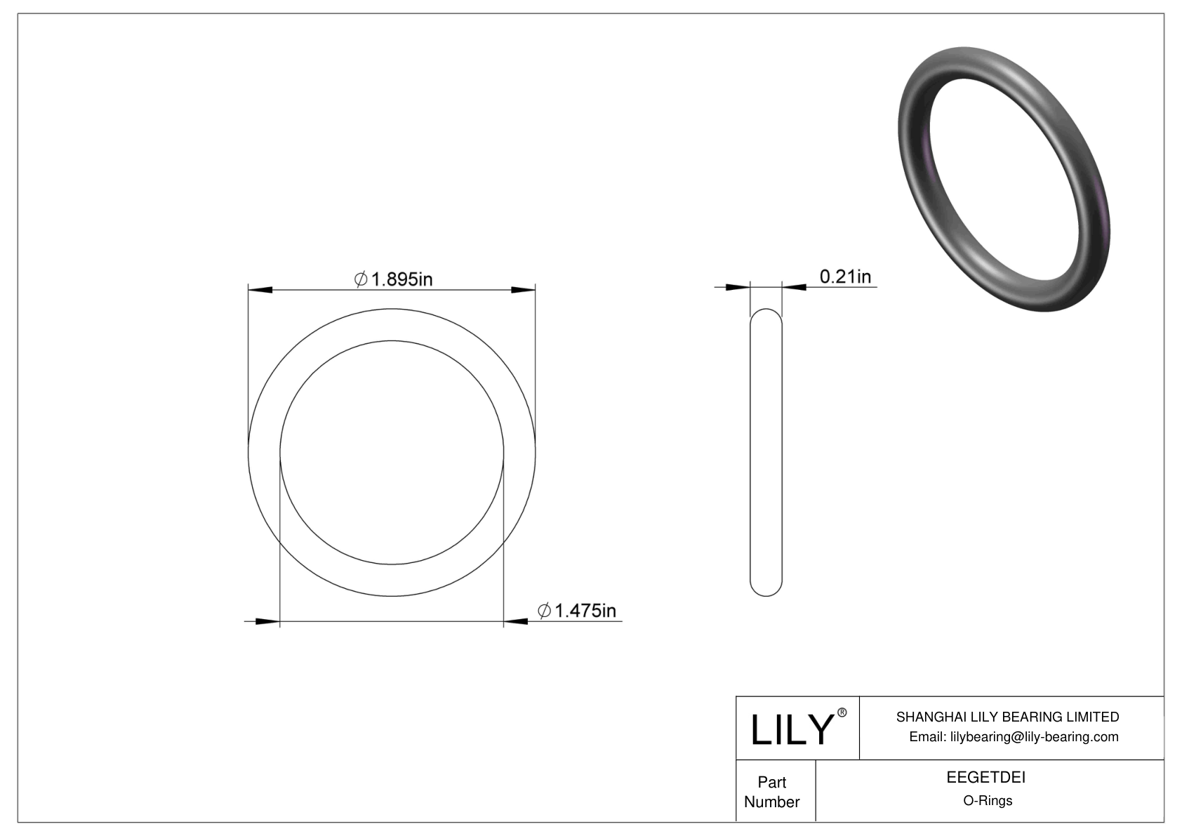 EEGETDEI Oil Resistant O-Rings Round cad drawing