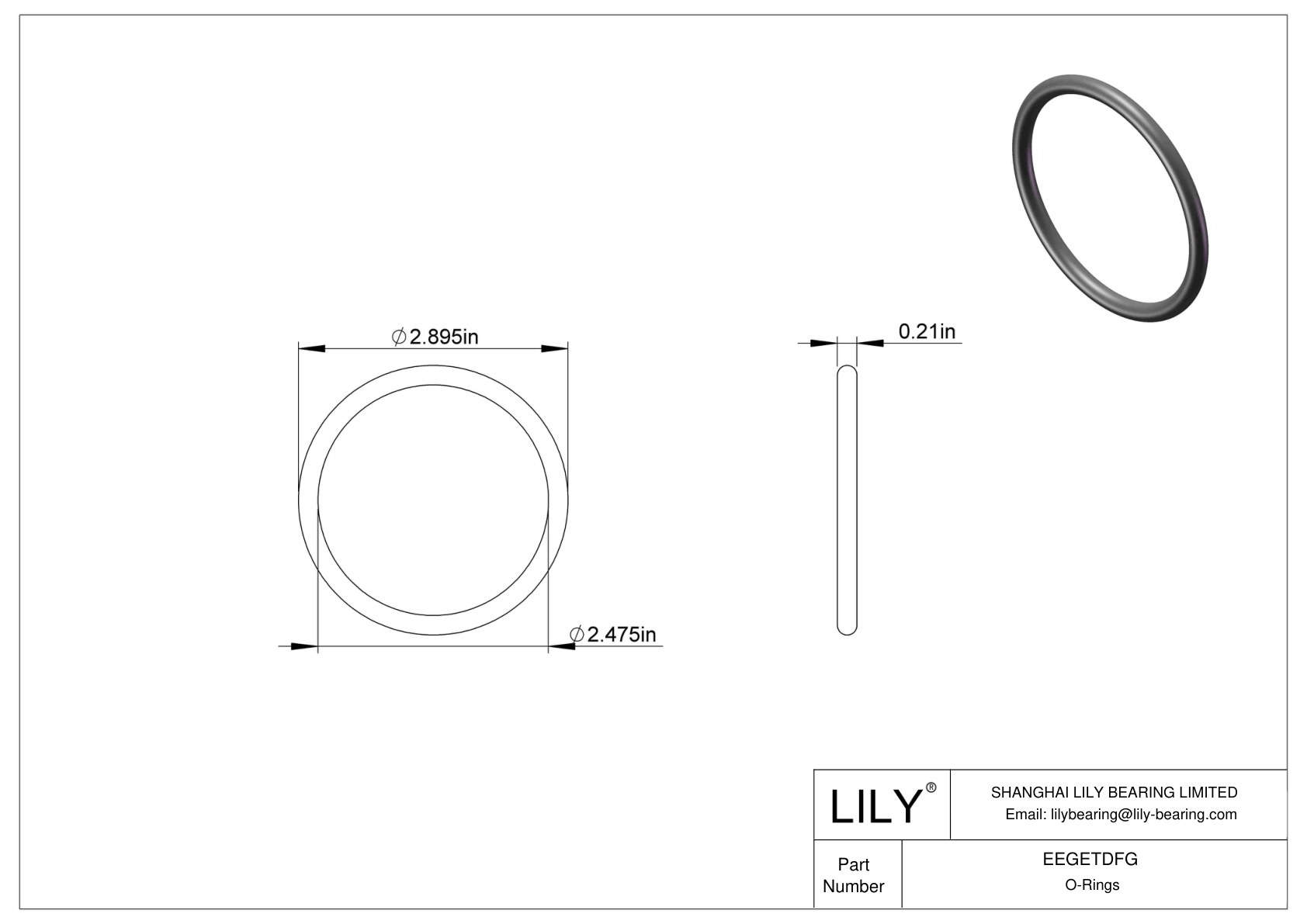 EEGETDFG Oil Resistant O-Rings Round cad drawing