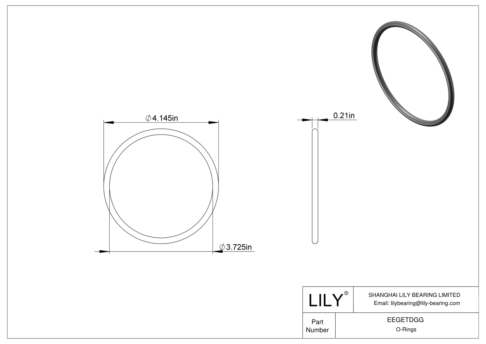 EEGETDGG Oil Resistant O-Rings Round cad drawing