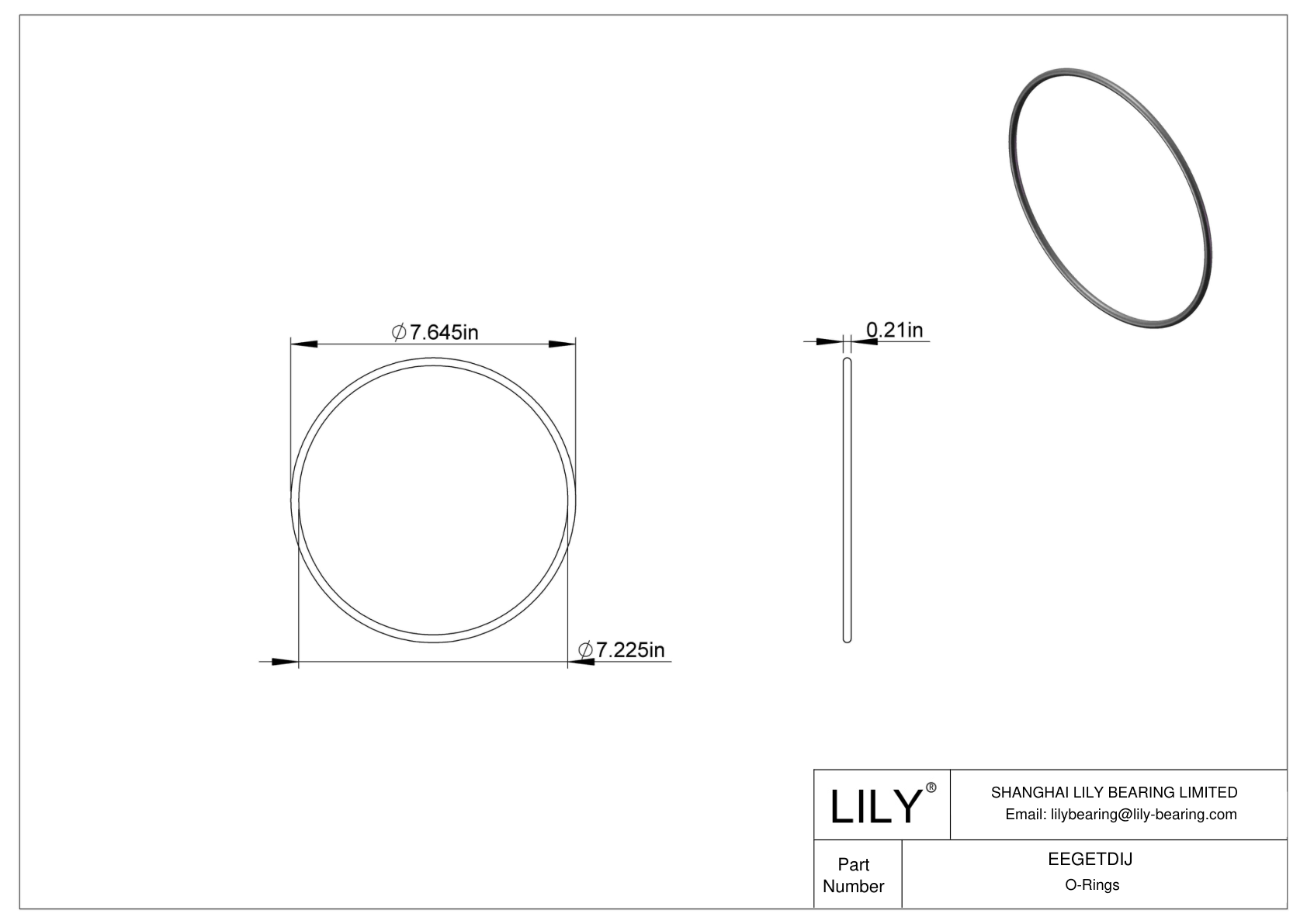 EEGETDIJ Oil Resistant O-Rings Round cad drawing