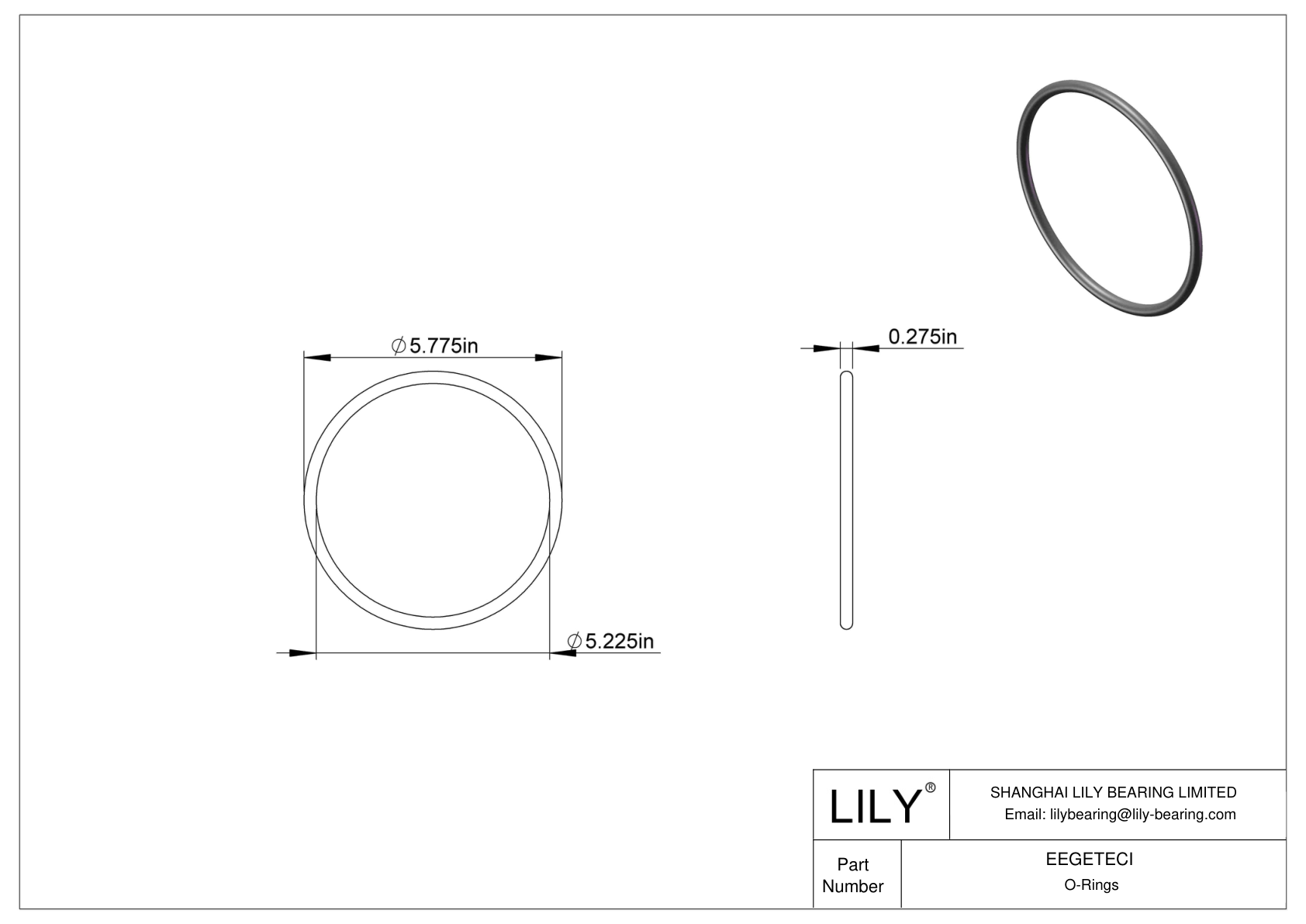 EEGETECI Oil Resistant O-Rings Round cad drawing