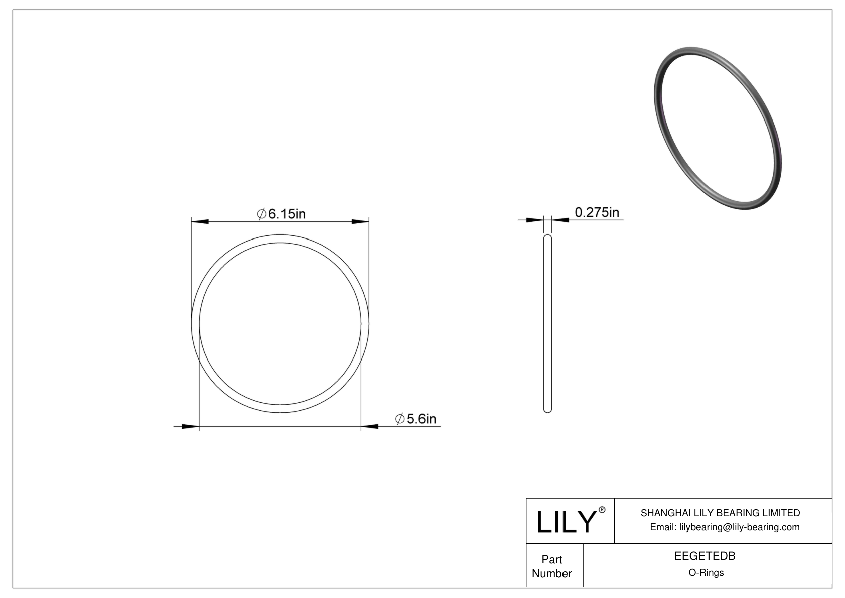 EEGETEDB Oil Resistant O-Rings Round cad drawing