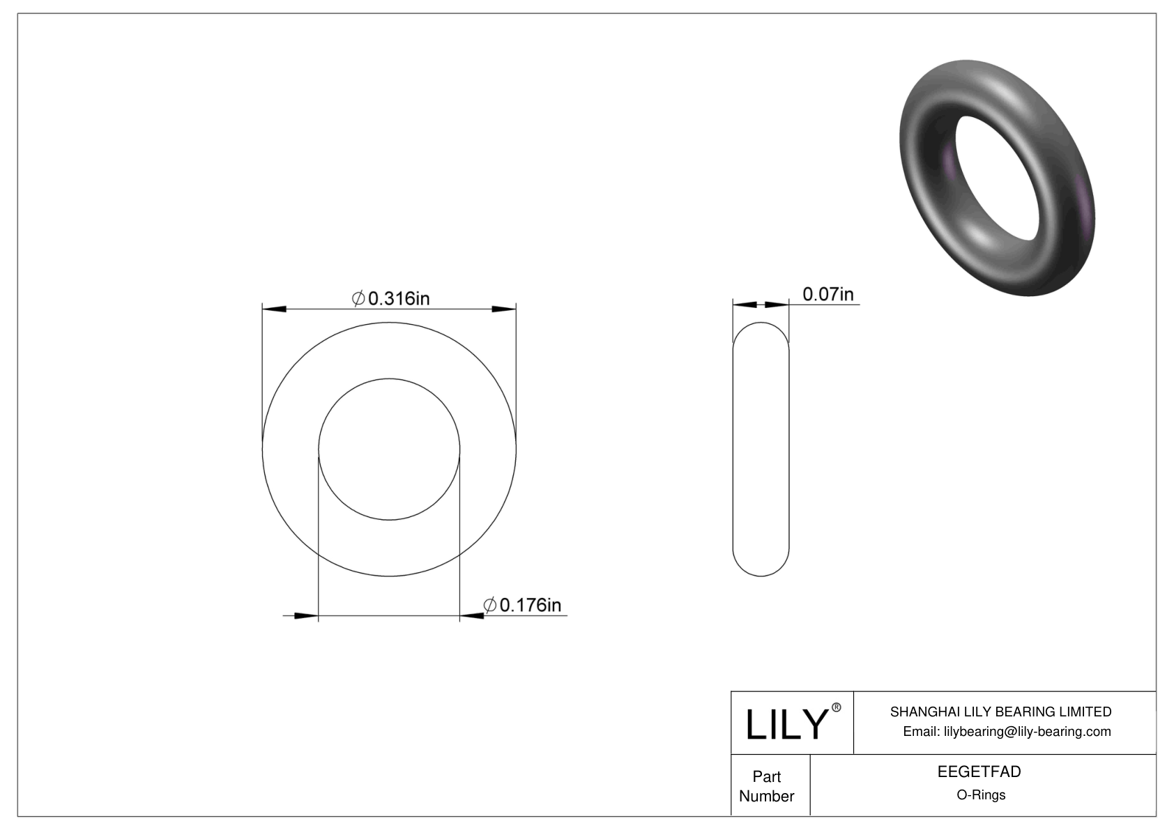 EEGETFAD Oil Resistant O-Rings Round cad drawing